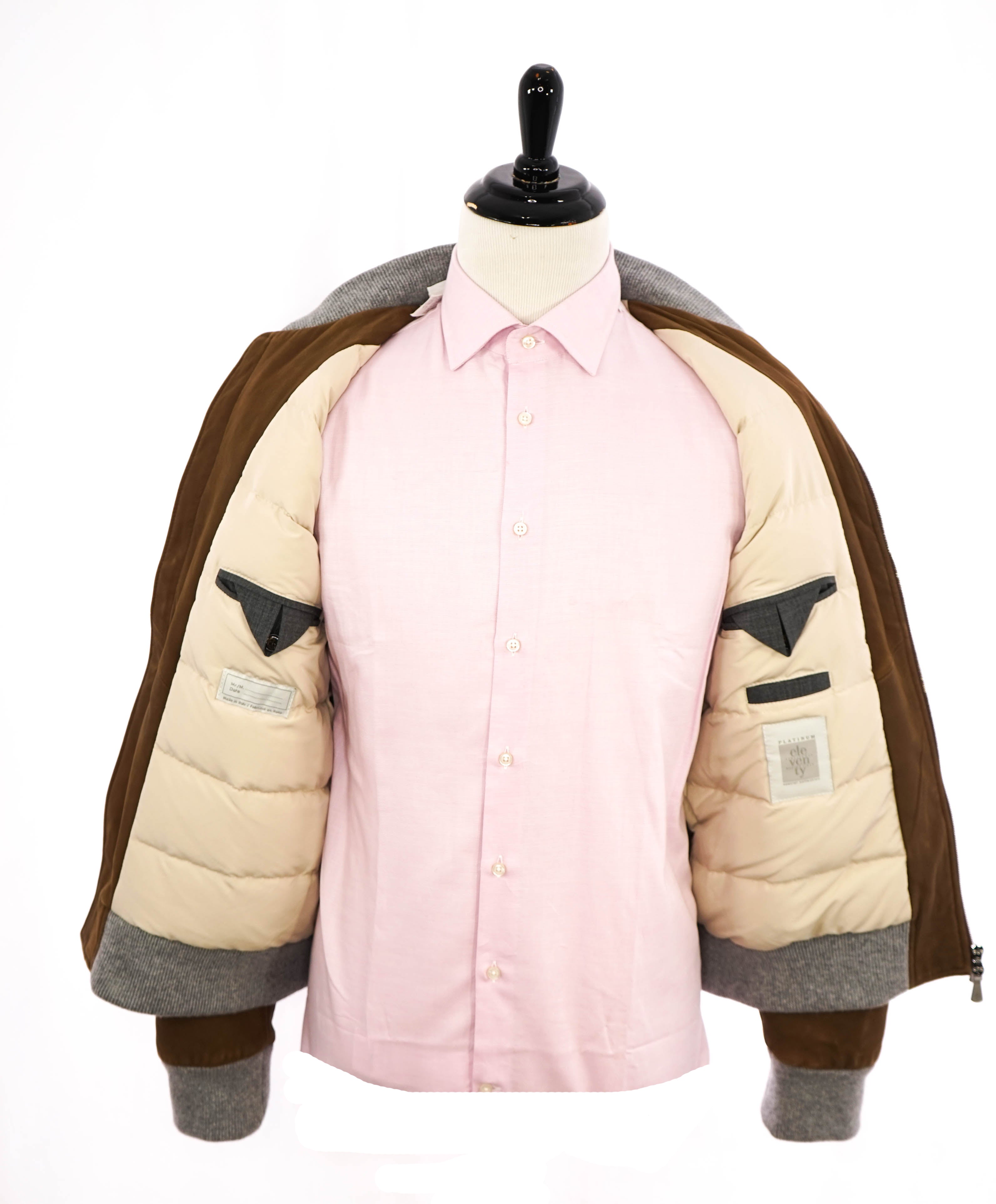 $3,350 ELEVENTY - LEATHER INSULATED Aviator/Bomber Jacket (Brunello Cucinelli)- 40US