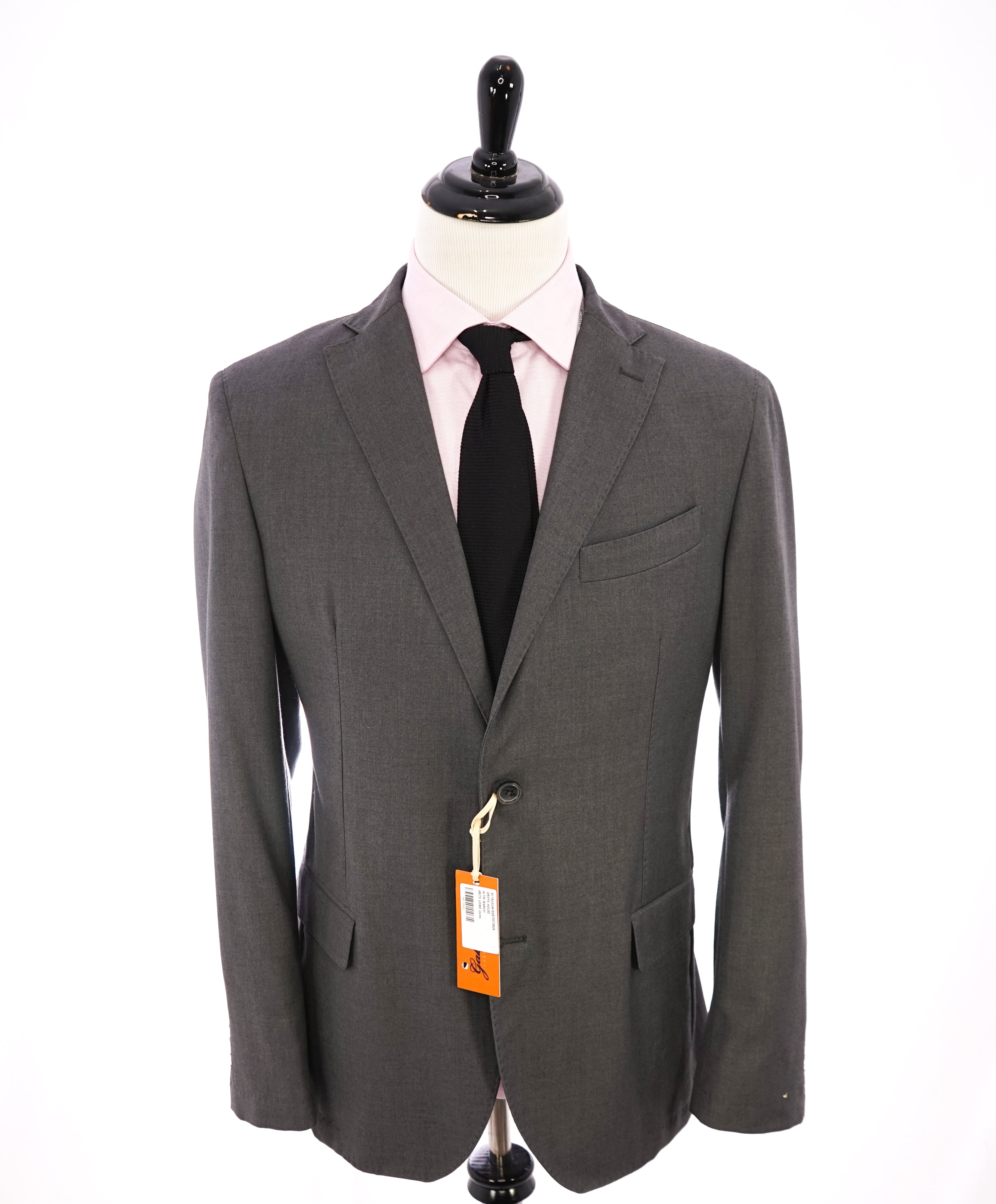 GABARDINE -  Unlined MOP Functioning Buttons ITALY Gray Suit - 44R