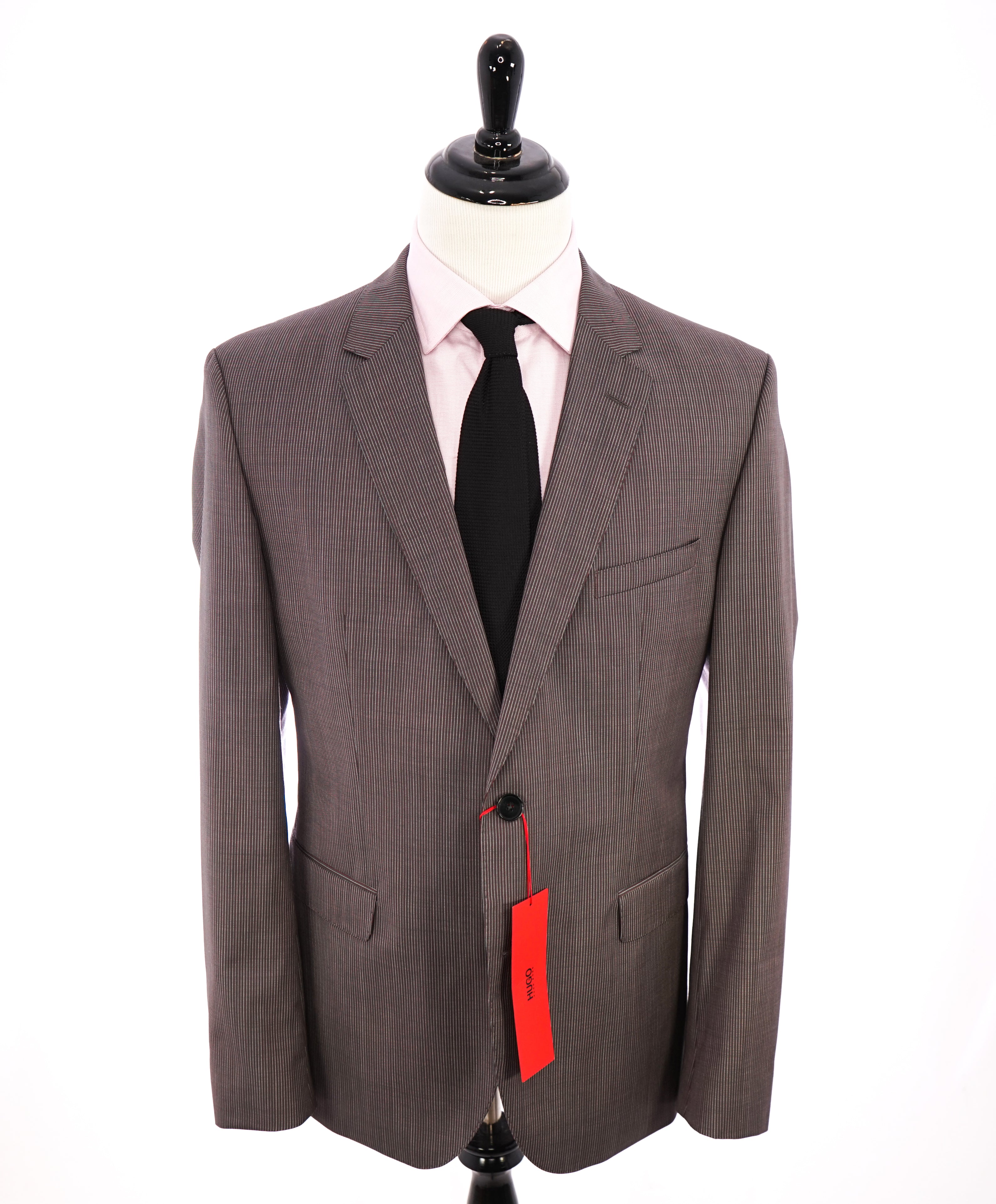 HUGO BOSS - HUGO Slim Micro Red Stripe Biella Italy Fabric Suit - 44R