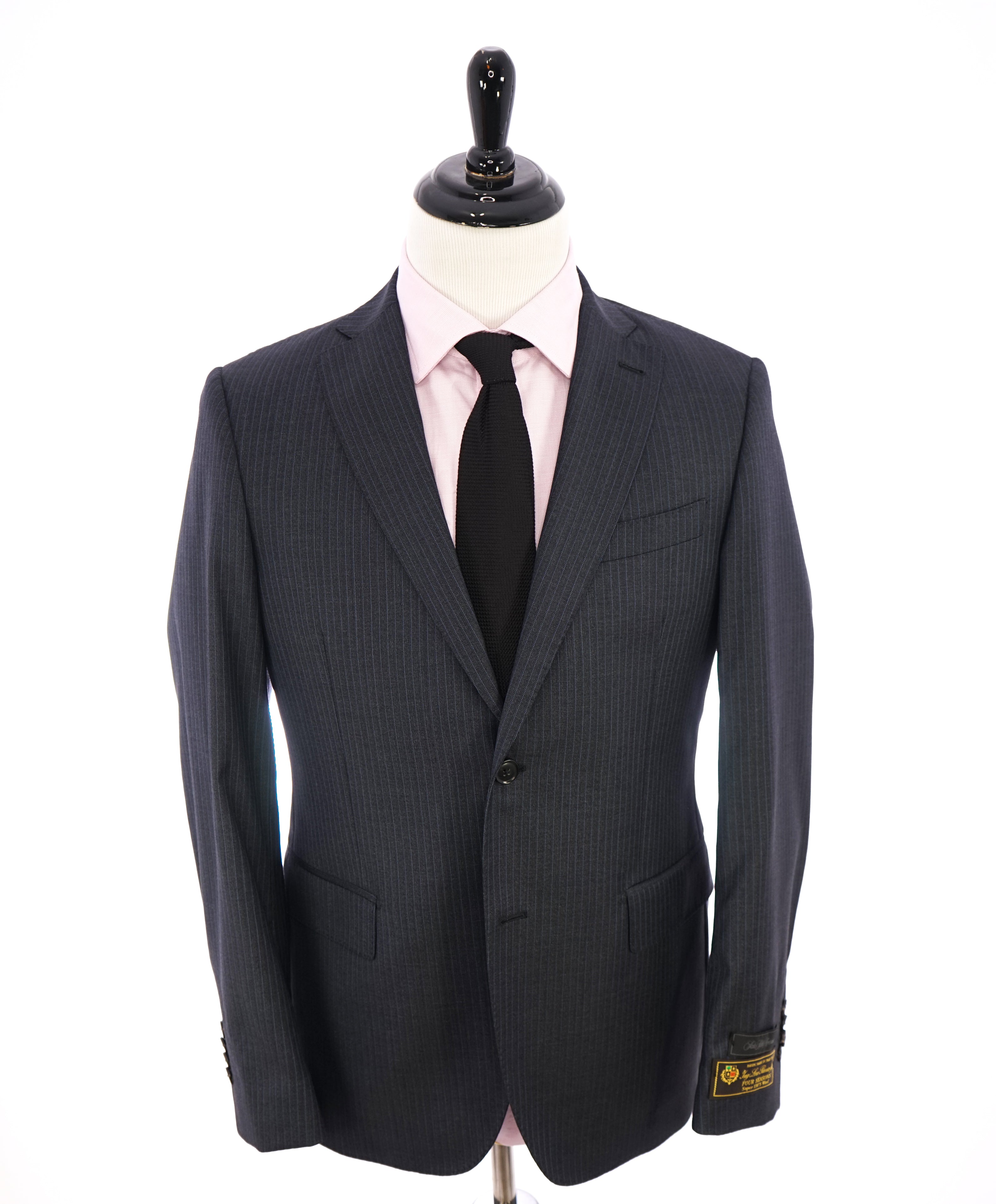 SAKS FIFTH AVENUE / LORO PIANA - Super 130's 4 Season Blue Stripe Suit - 38R