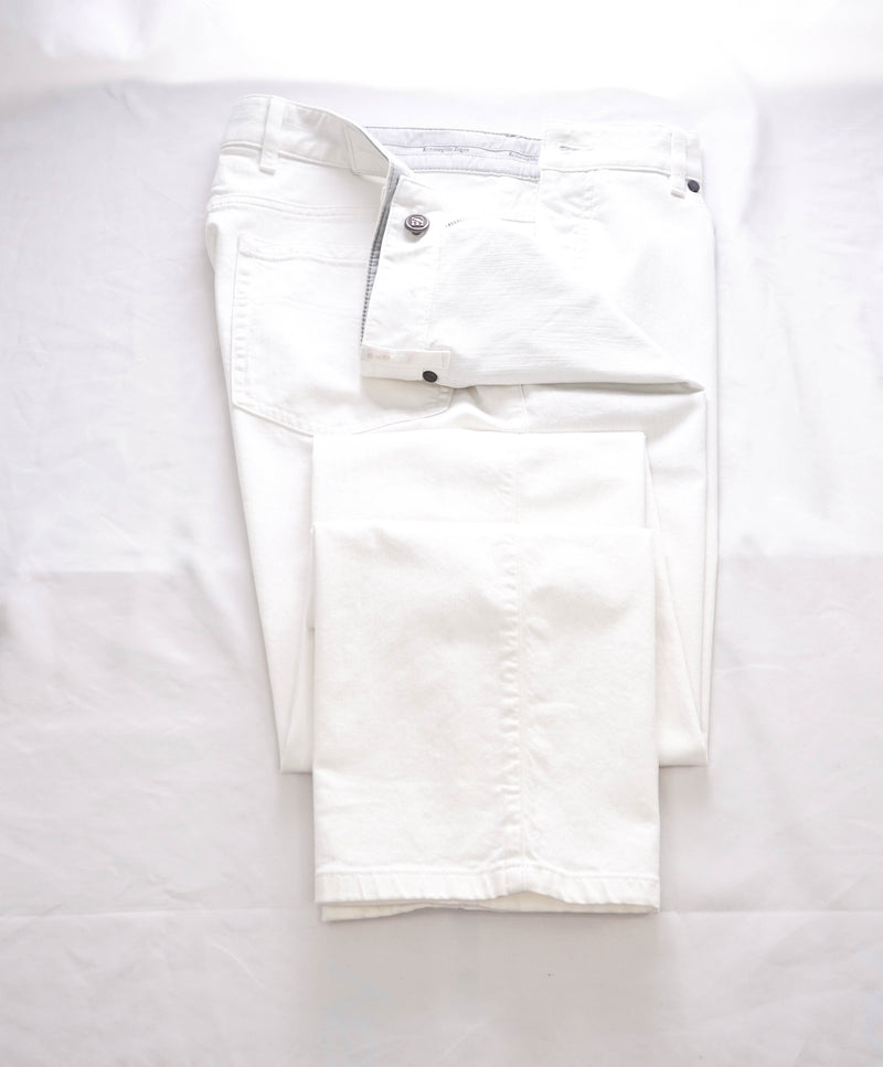 ERMENEGILDO ZEGNA - White 5-Pocket Jeans Logo Detailing  - 36W