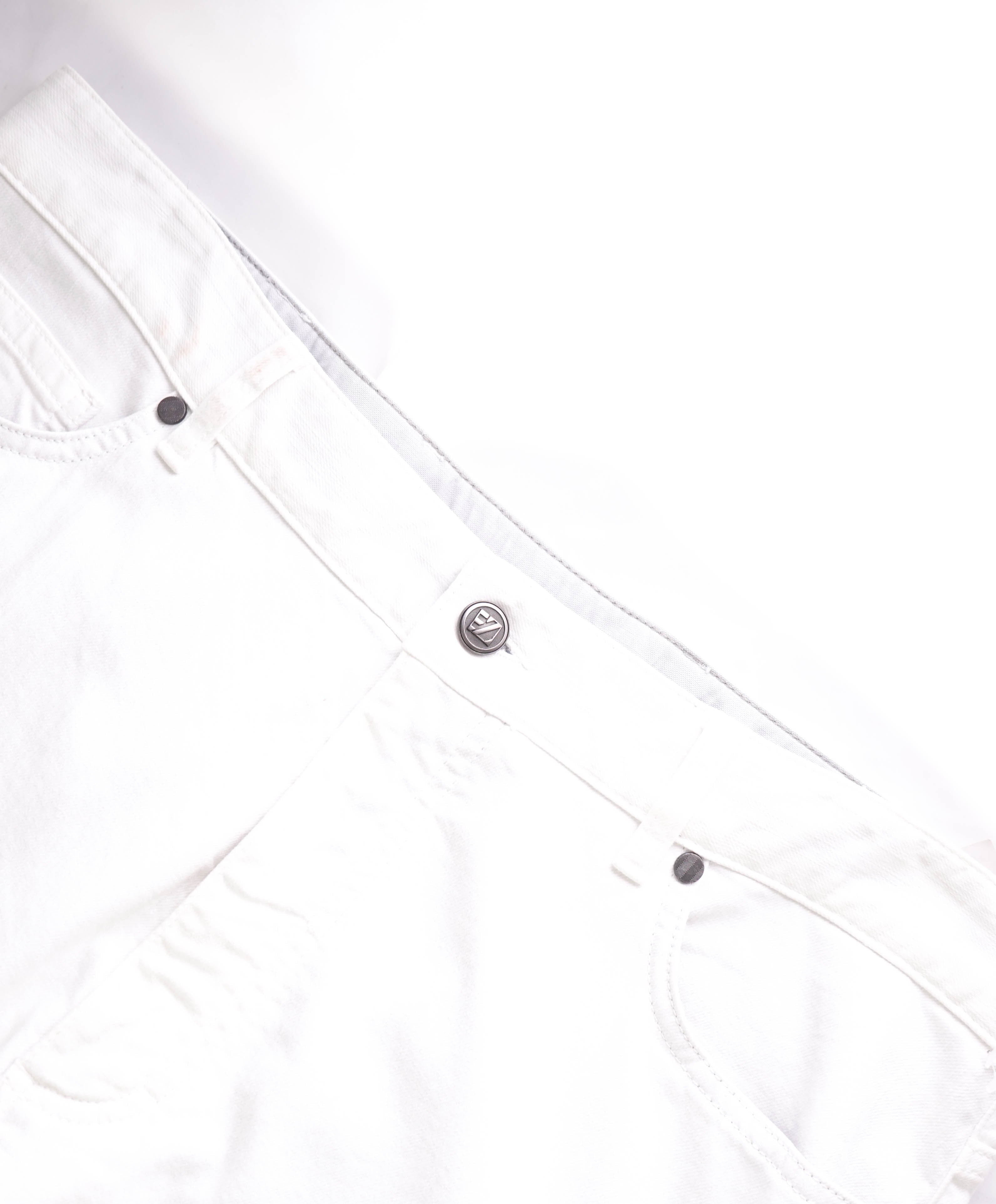 ERMENEGILDO ZEGNA - White 5-Pocket Jeans Logo Detailing  - 36W