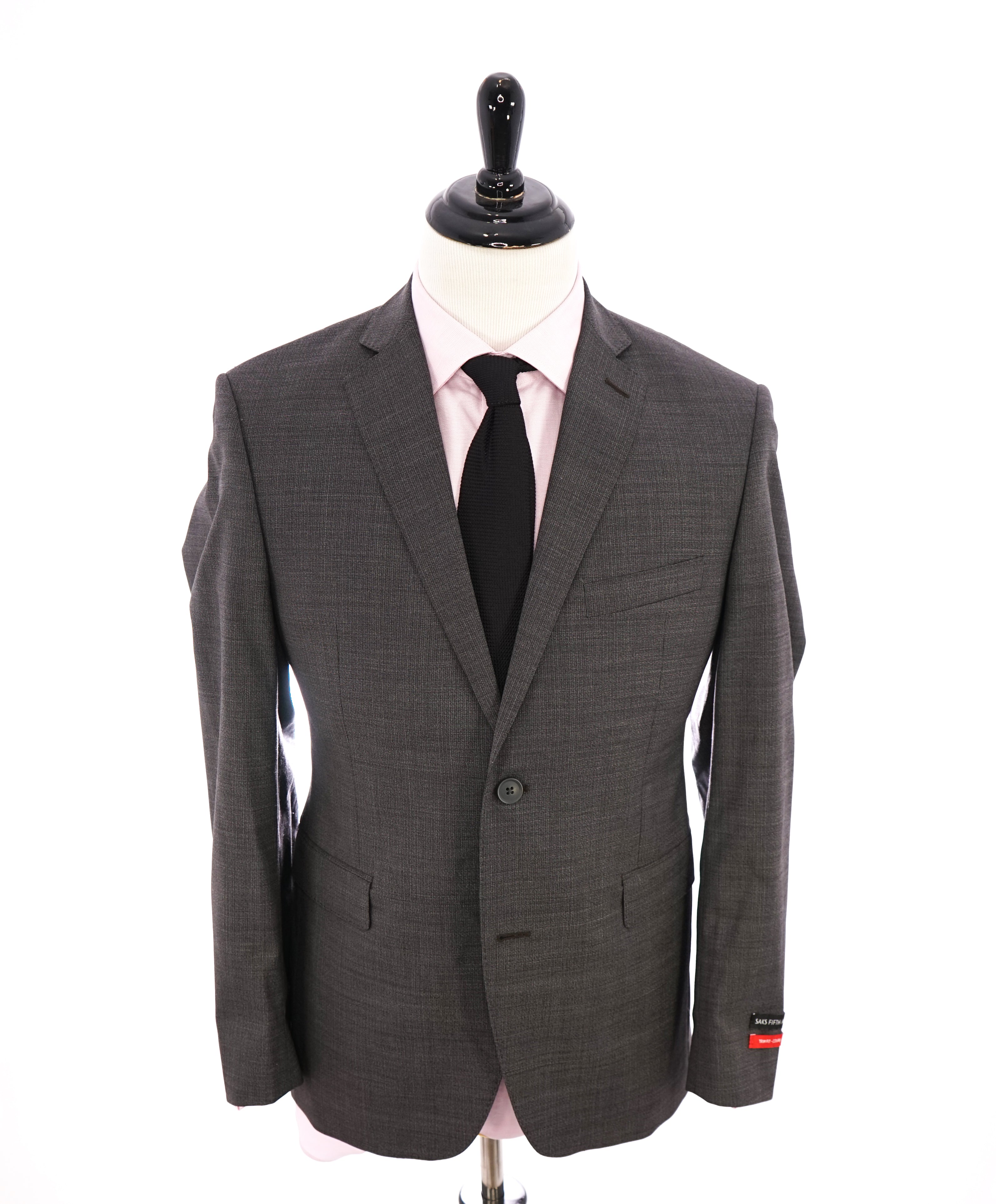 SAKS FIFTH AVENUE - Melange Gray 2-Button Trim Fit Suit - 40S