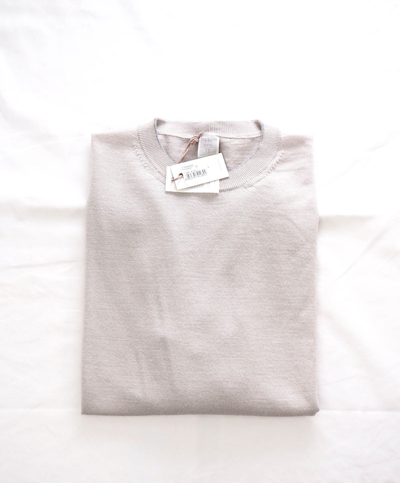 $495 ELEVENTY - Fine Gauge WOOL/SILK Gray Tipped Crewneck Sweater- S