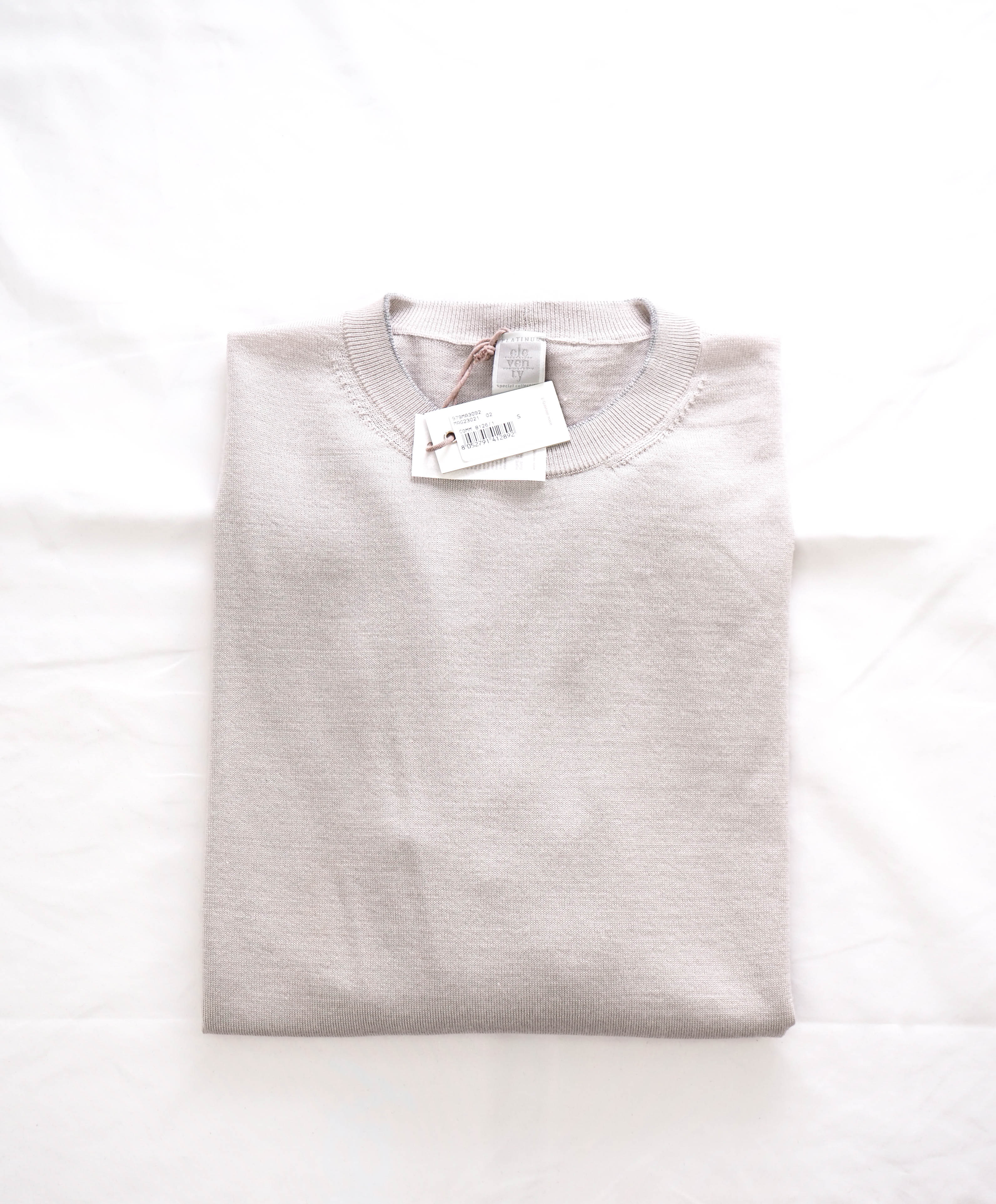 $495 ELEVENTY - Fine Gauge WOOL/SILK Gray Tipped Crewneck Sweater- XL