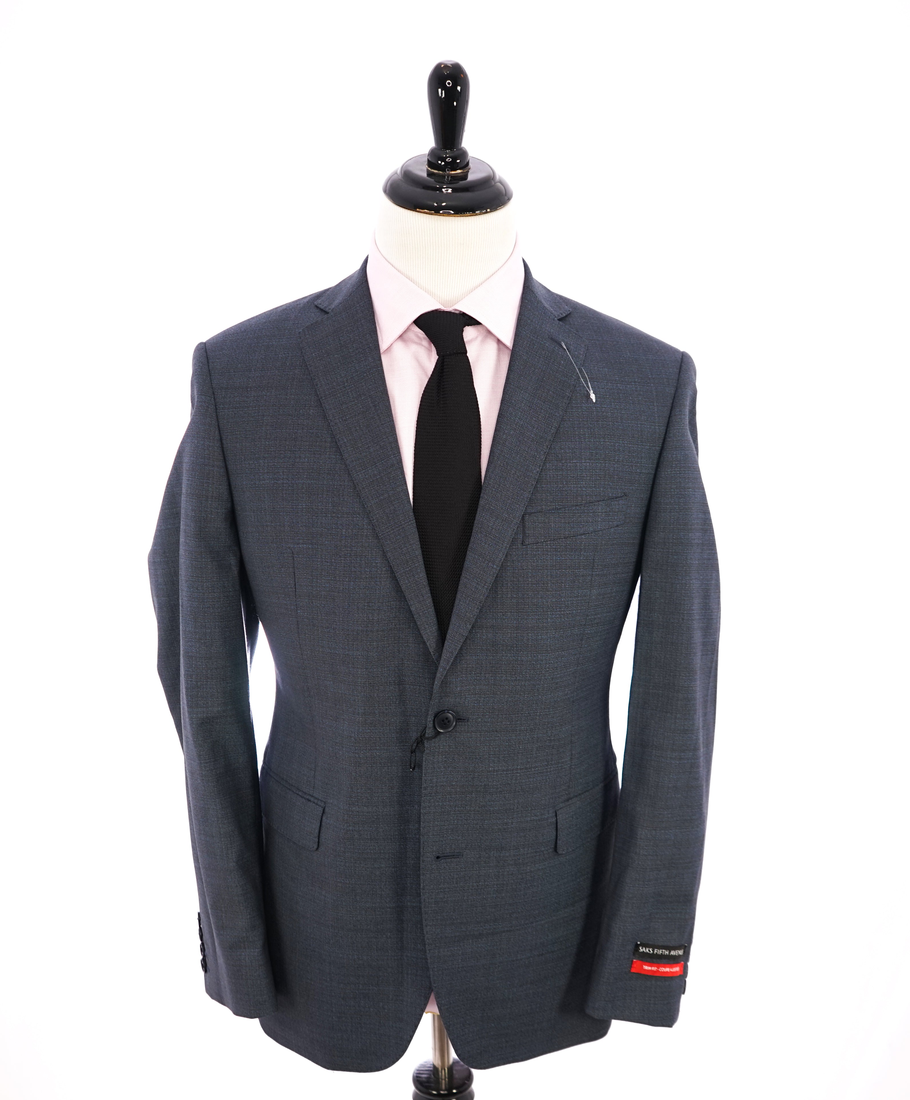 SAKS FIFTH AVENUE - Melange Blue & Green 2-Button Trim Fit Suit - 40R