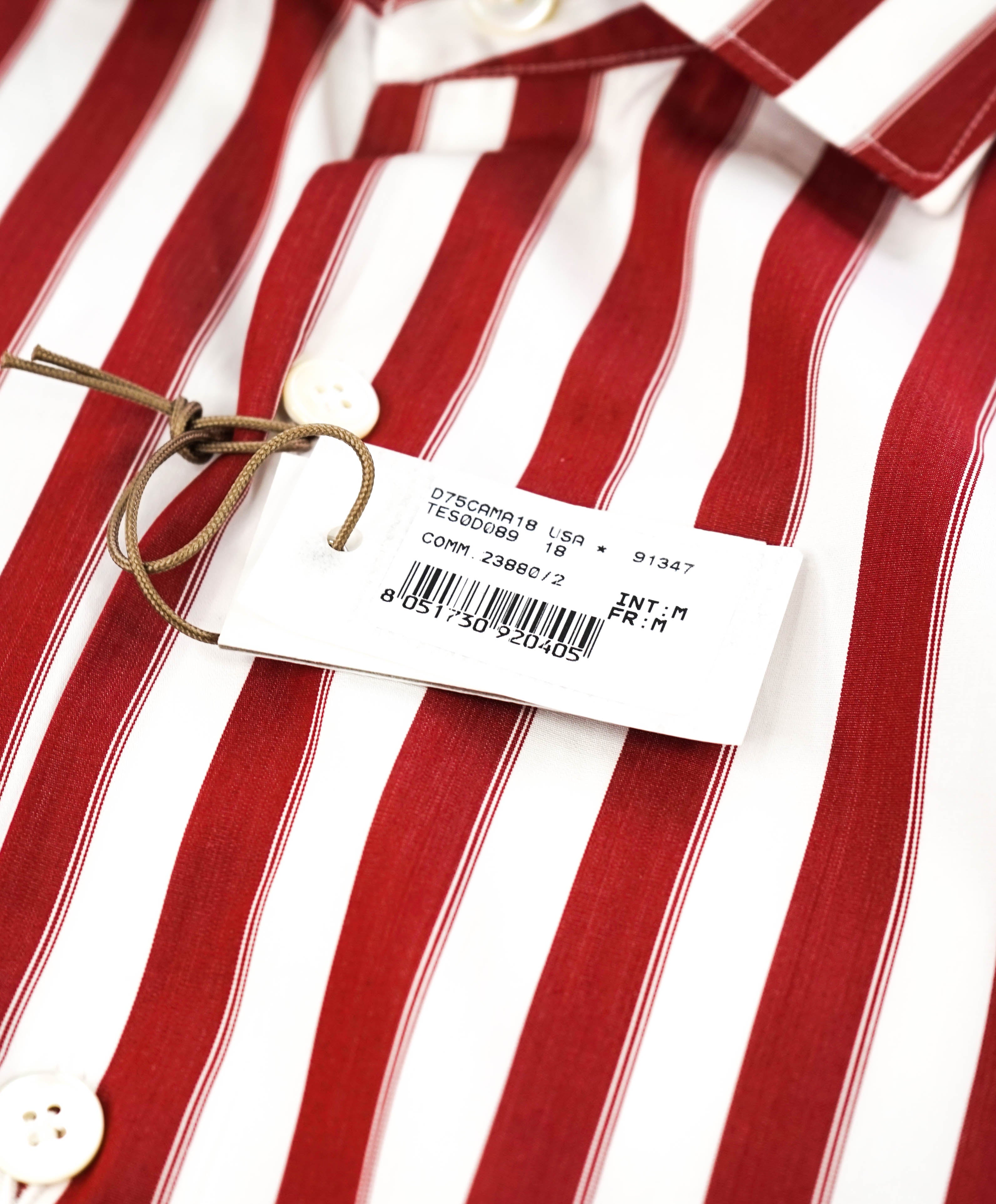 ELEVENTY - Pure Cotton Red & White Broad Stripe Button Down Shirt - M