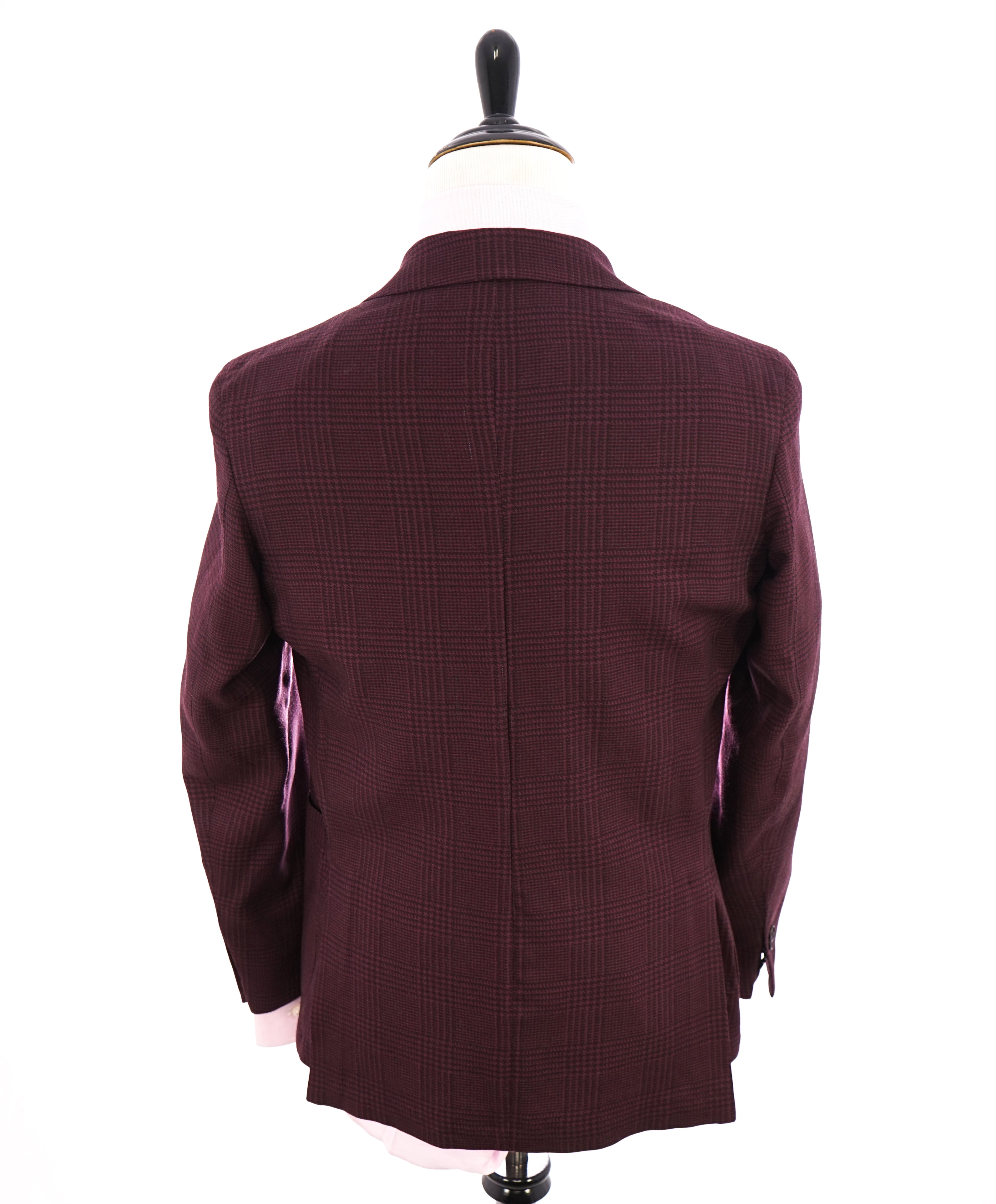 SAKS FIFTH AVENUE - Semi-Lined Burgundy Glen Plaid Check Blazer- 38R