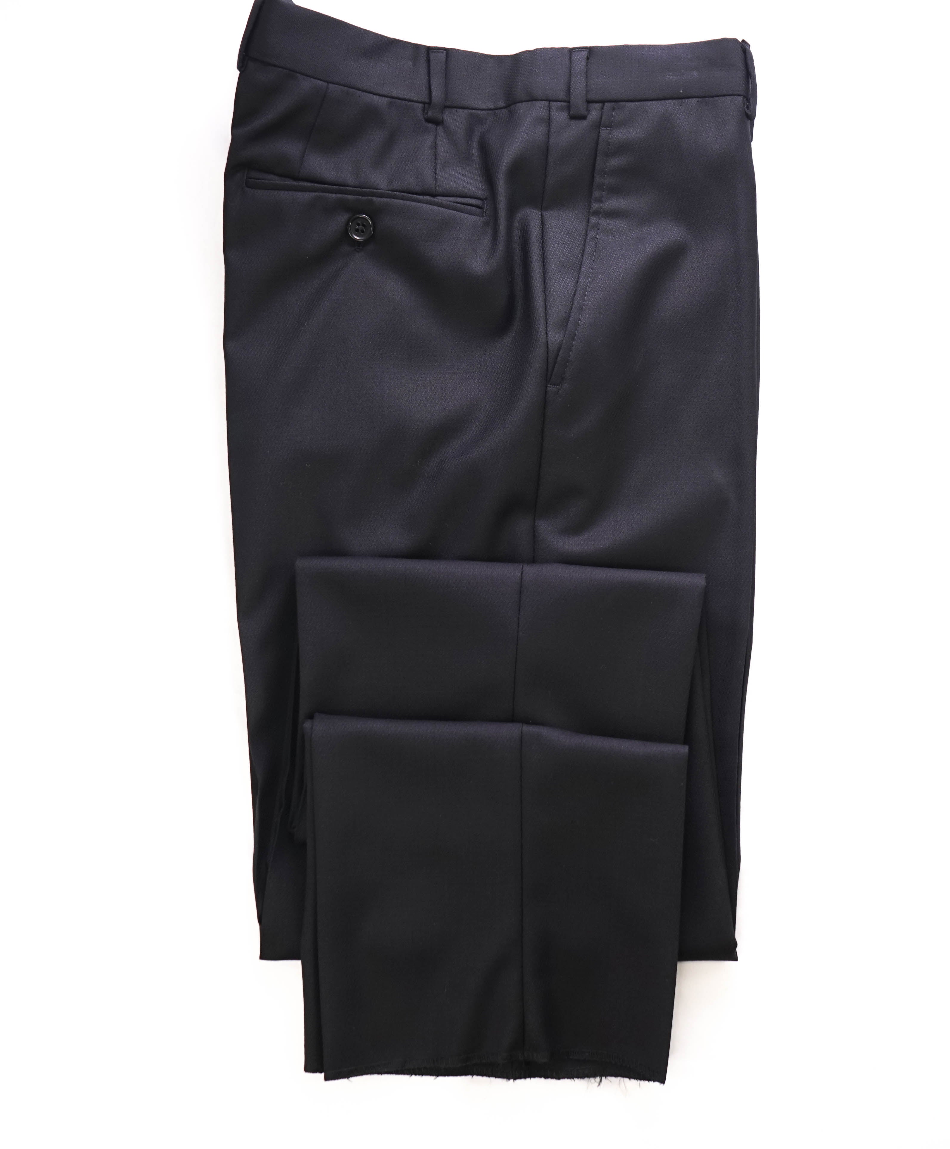 ARMANI COLLEZIONI - Geometric Jacquard Weave Black Flat Front Dress Pants - 33W