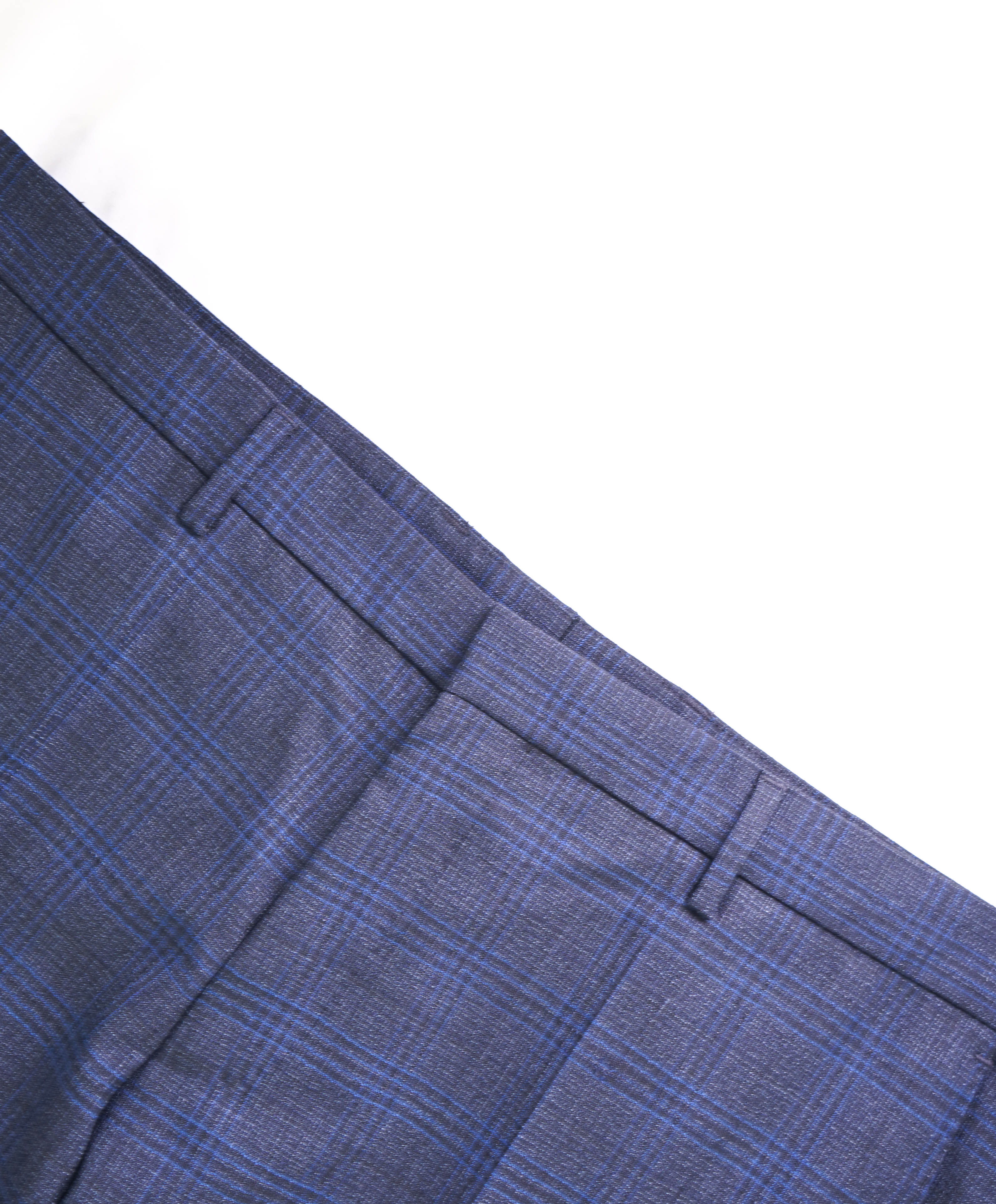 HUGO BOSS - Bold Blue Plaid Check Flat Front Dress Pants - 38W