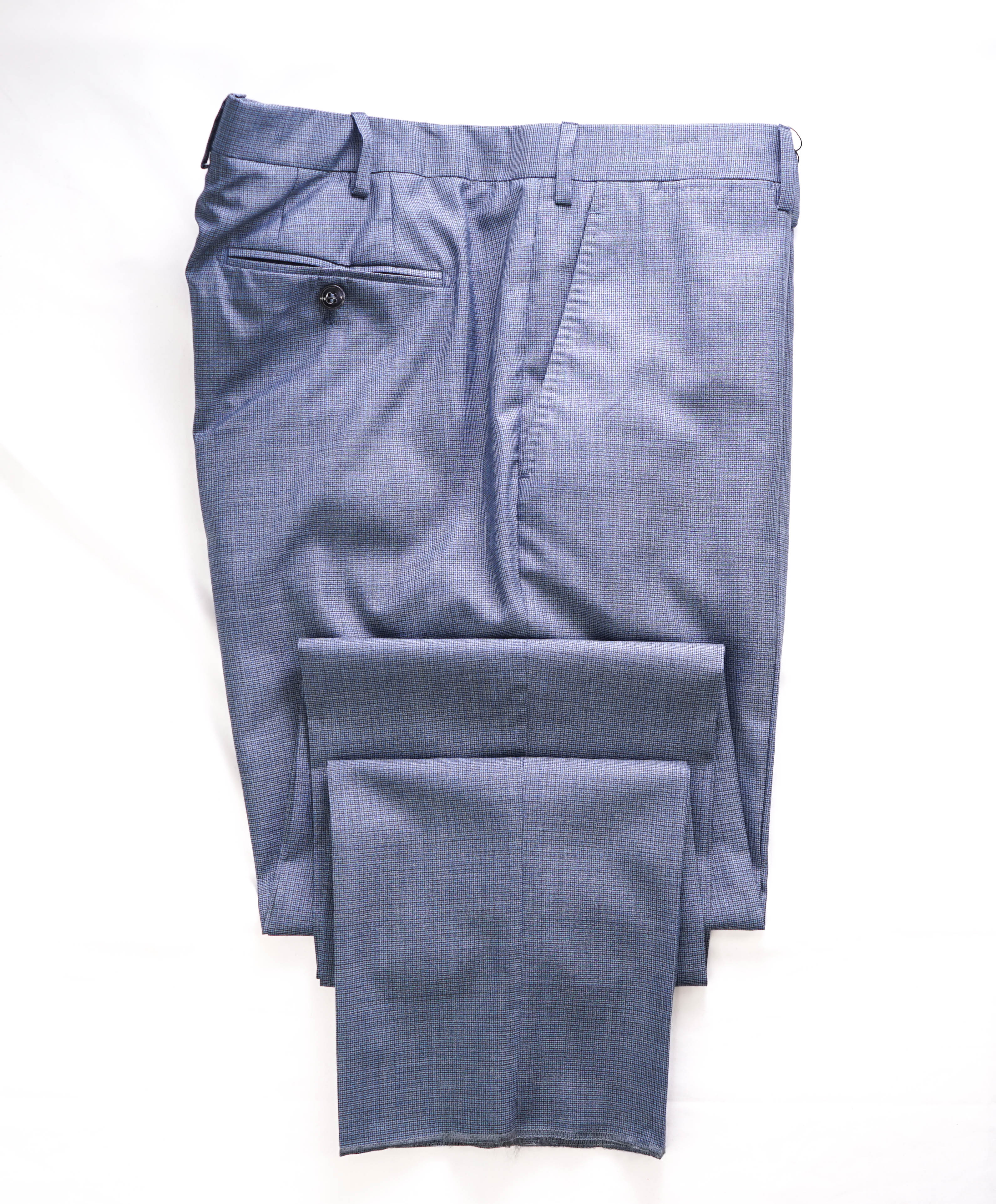 GIORGIO ARMANI - *SILK BLEND* BABY BLUE Check Flat Front Dress Pants - 40W