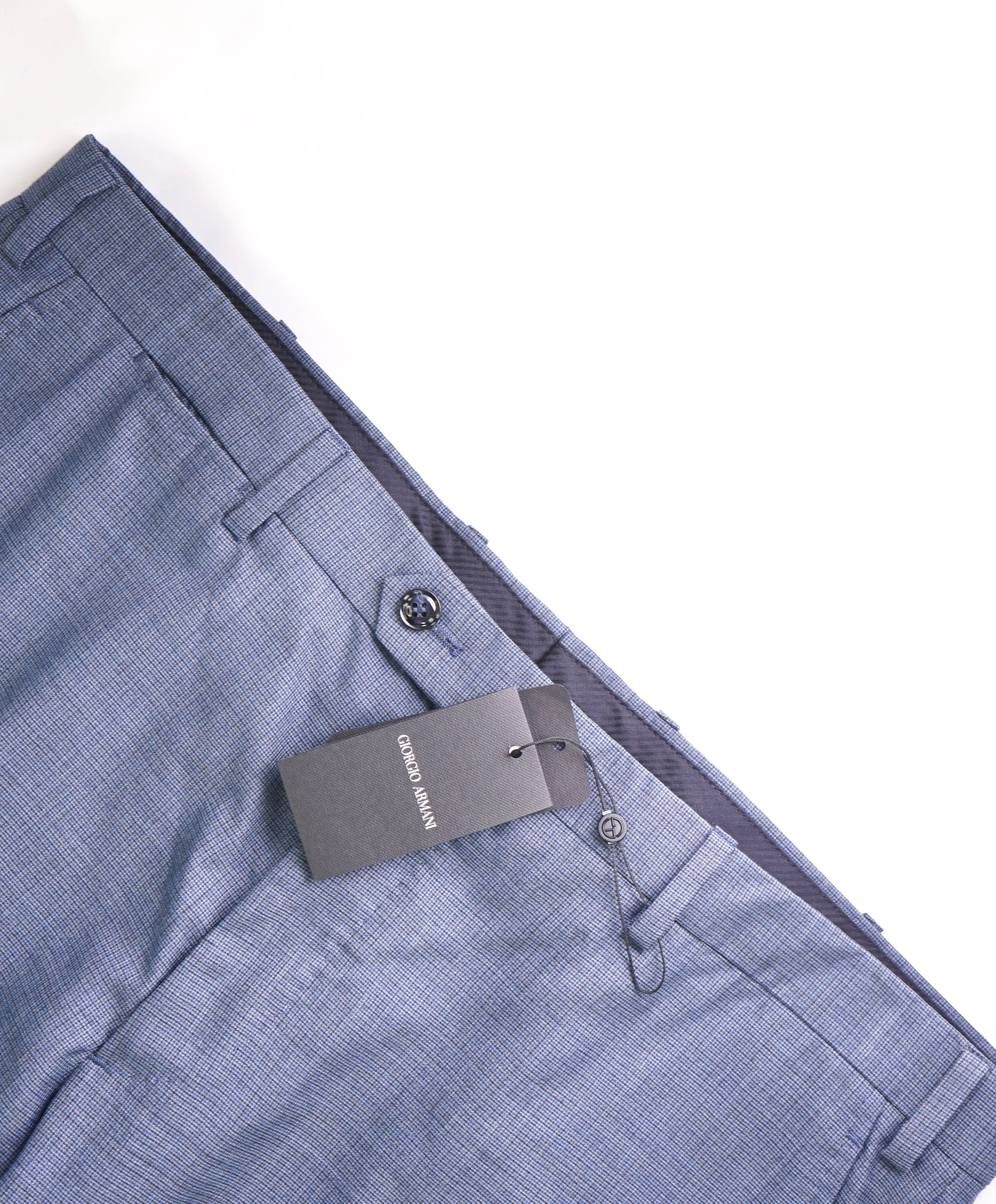 GIORGIO ARMANI - *SILK BLEND* BABY BLUE Check Flat Front Dress Pants - 40W