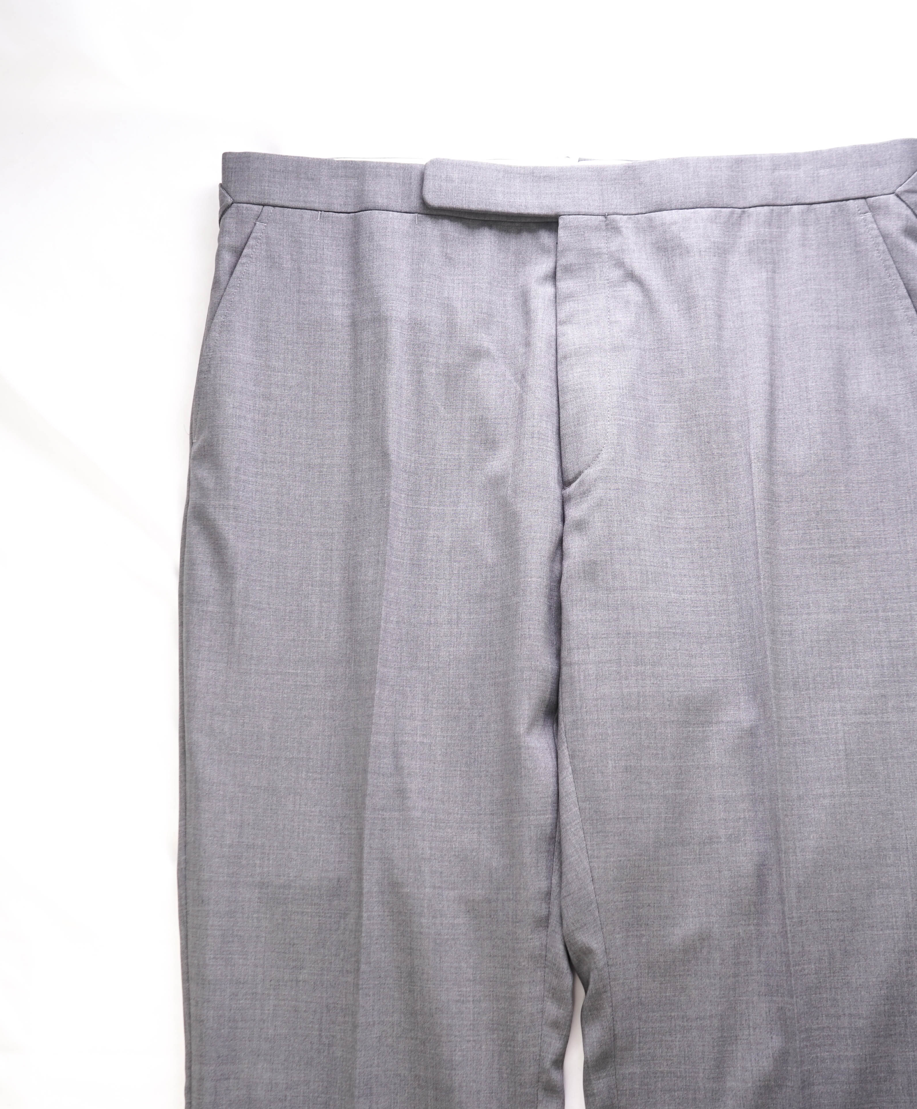 RALPH LAUREN PURPLE LABEL - *SIDE TABS* Gray Wool Flat Front Dress Pants - 38W