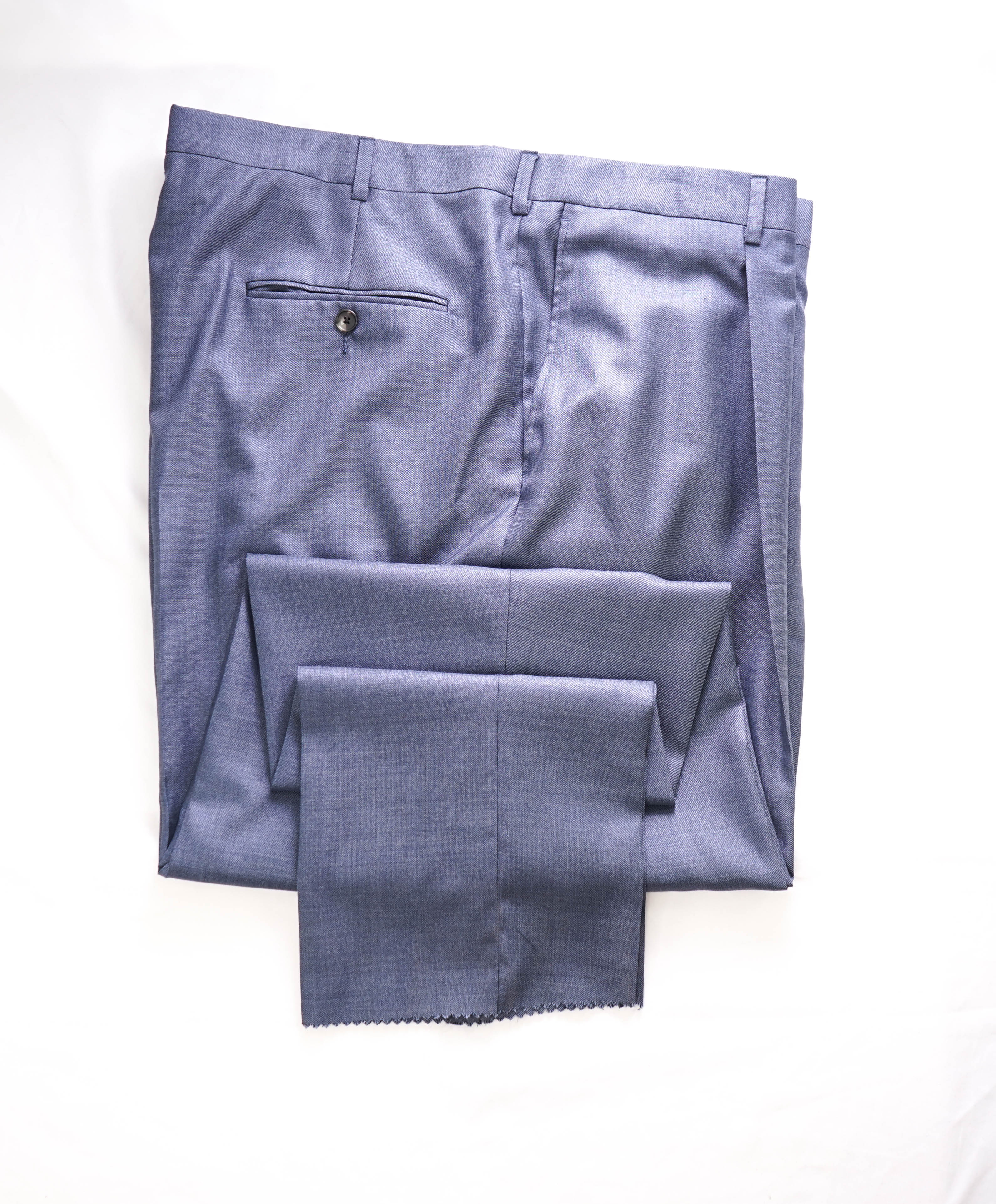 HICKEY FREEMAN - *SILK* Baby Blue Single Pleat Dress Pants - 46W