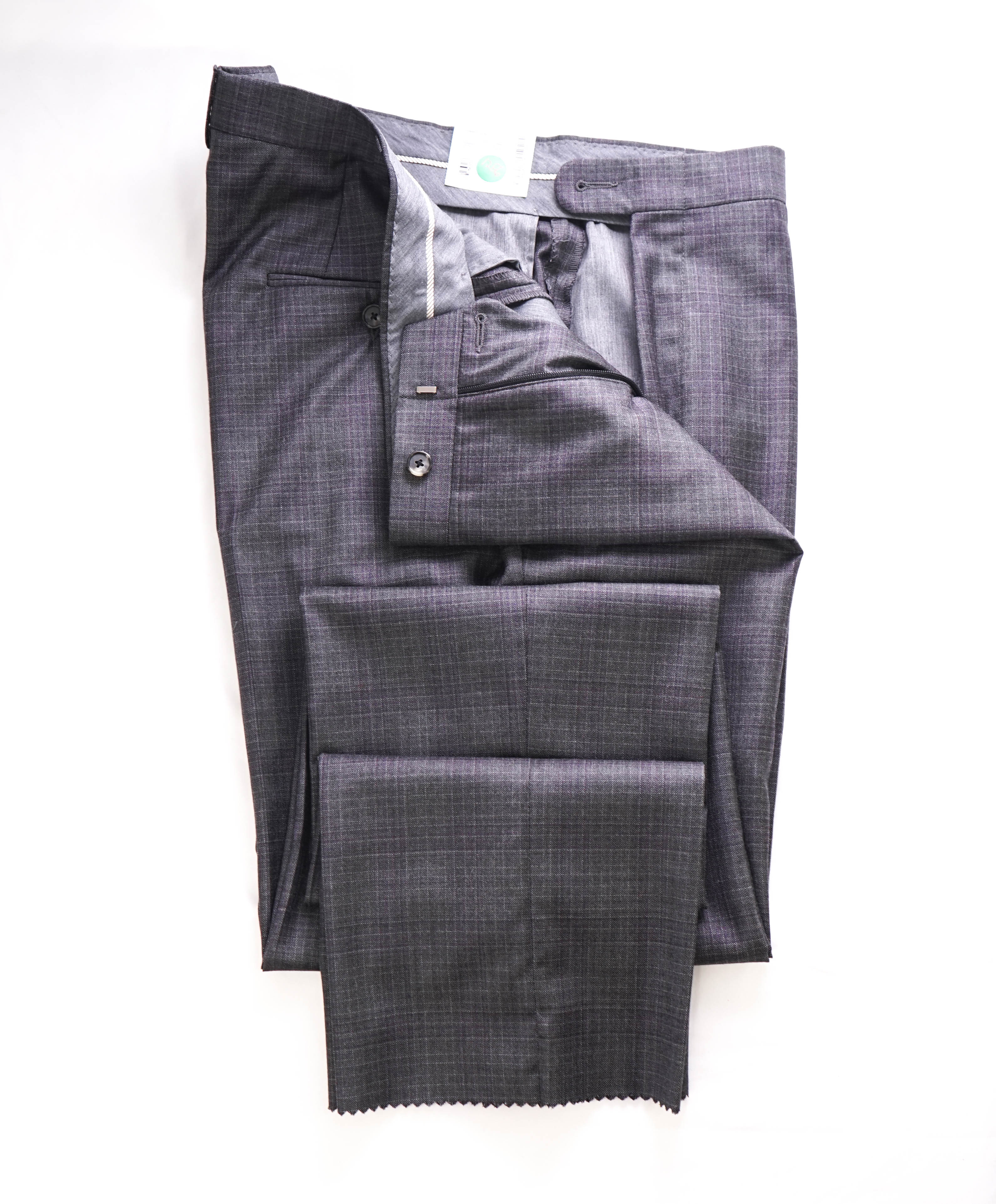 HICKEY FREEMAN - Purple & Gray Plaid Check Dress Pants - 38W