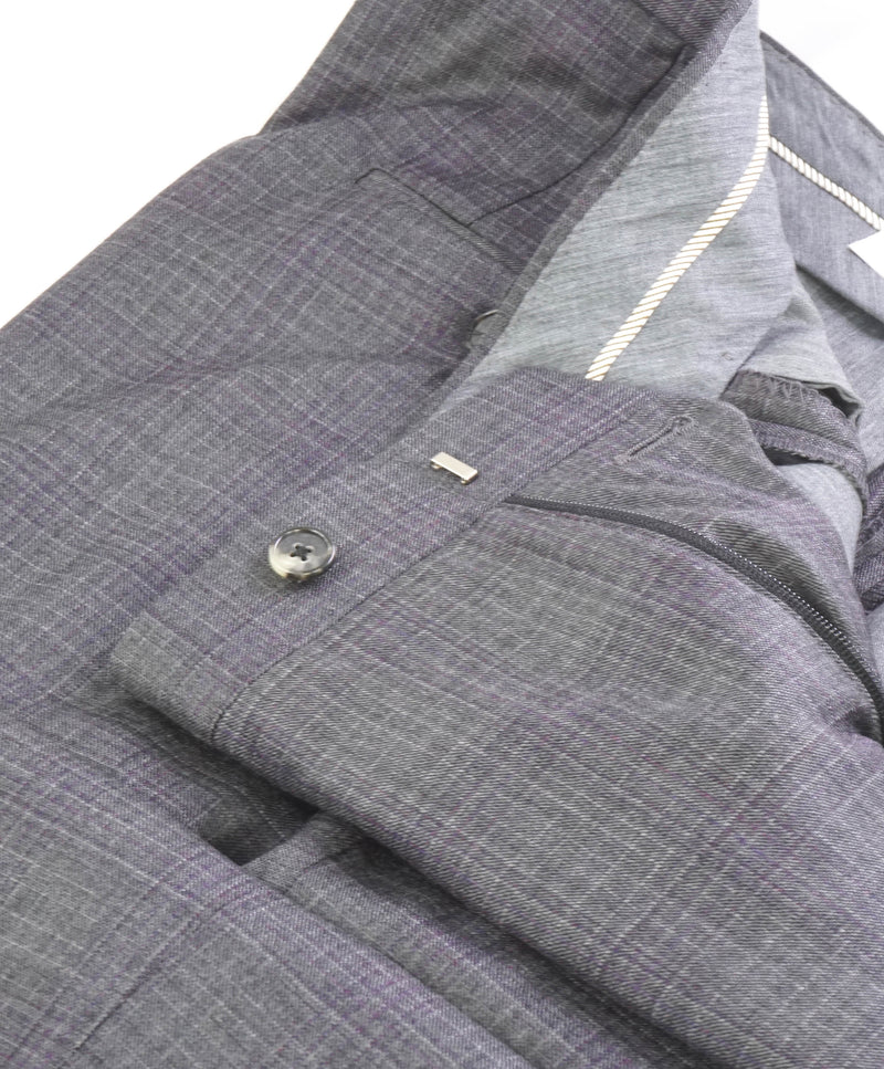 HICKEY FREEMAN - Purple & Gray Plaid Check Dress Pants - 38W