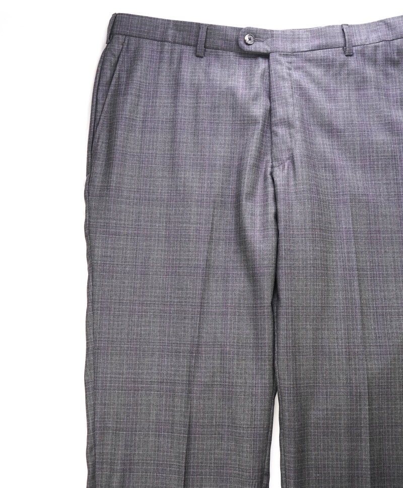 HICKEY FREEMAN - Purple & Gray Plaid Check Dress Pants - 38W