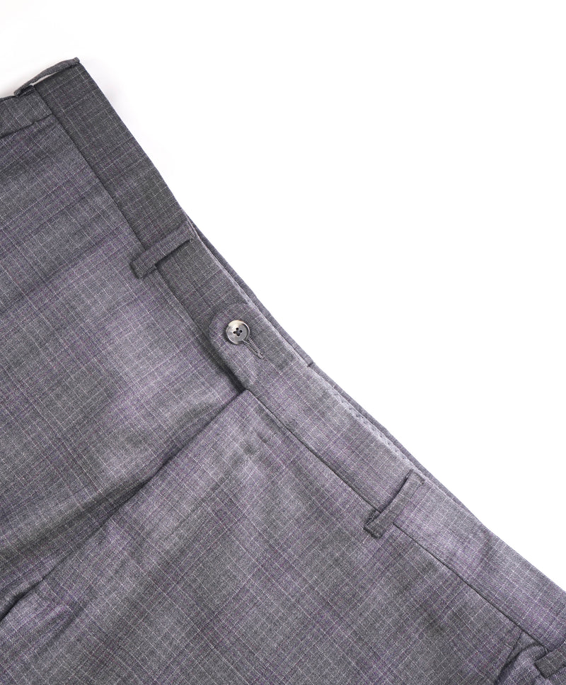 HICKEY FREEMAN - Purple & Gray Plaid Check Dress Pants - 38W