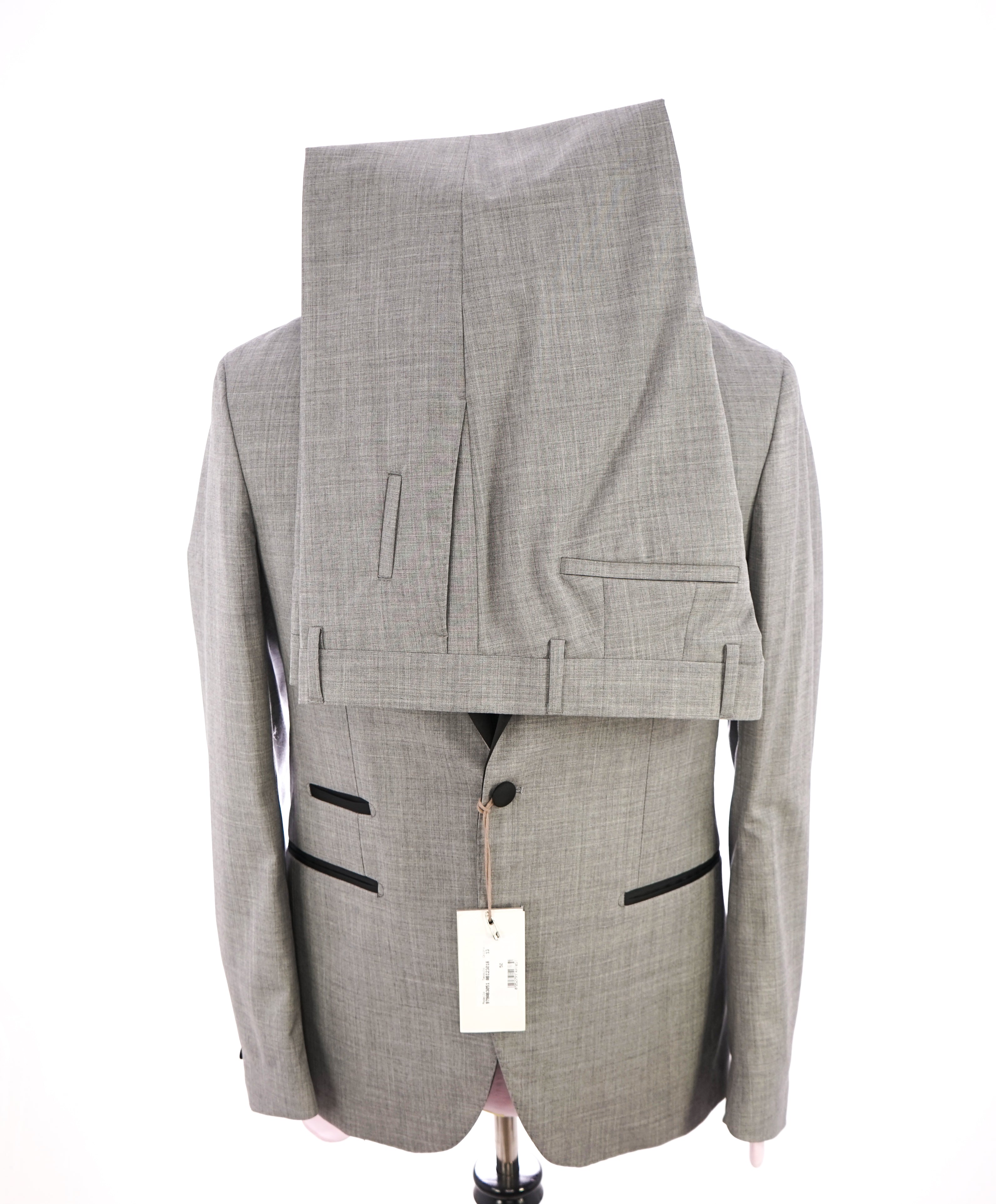 ELEVENTY - "PLATINUM" Hand Made Gray Peak Lapel Tuxedo Unconstructed - 36R