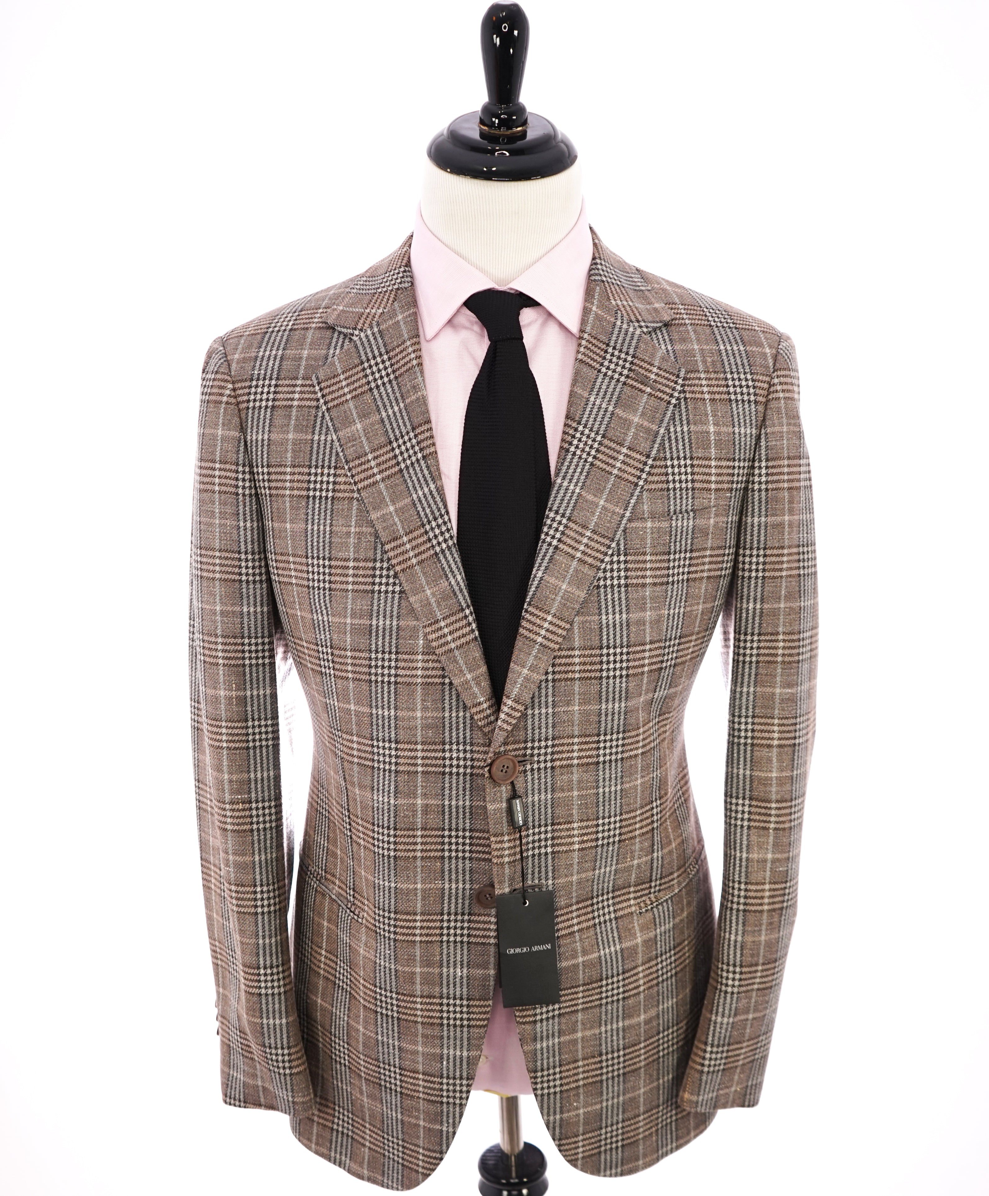 GIORGIO ARMANI - “George” Wool/Silk/Linen Bold Plaid Check Unlined Blazer - 46R