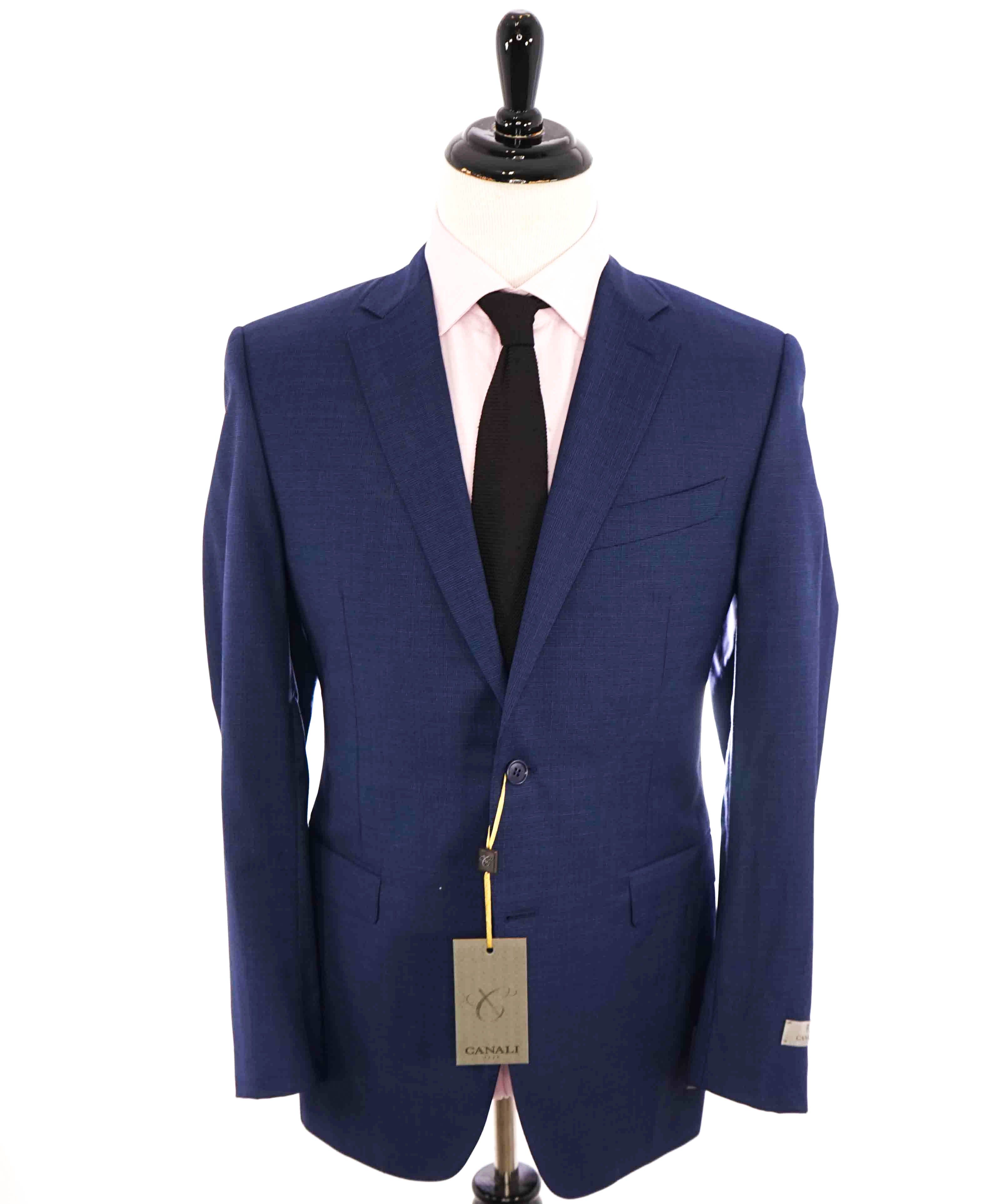 $1,895 CANALI - Blue Micro Houndstooth Check Wool Blazer - 42R