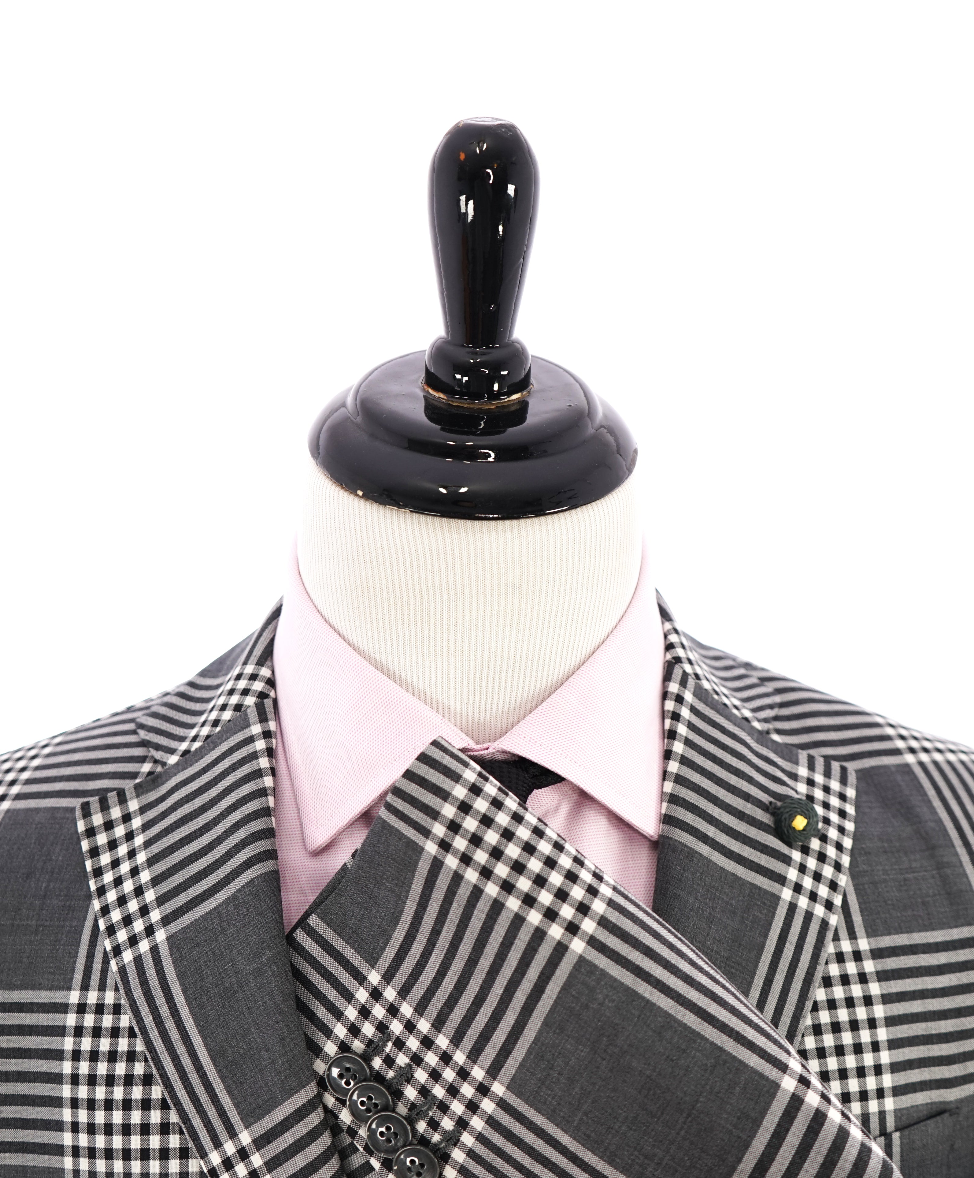 L'8 By L.B.M. 1911 - Luigi Bianchi BOLD Plaid Check Black n' White Suit - 38R