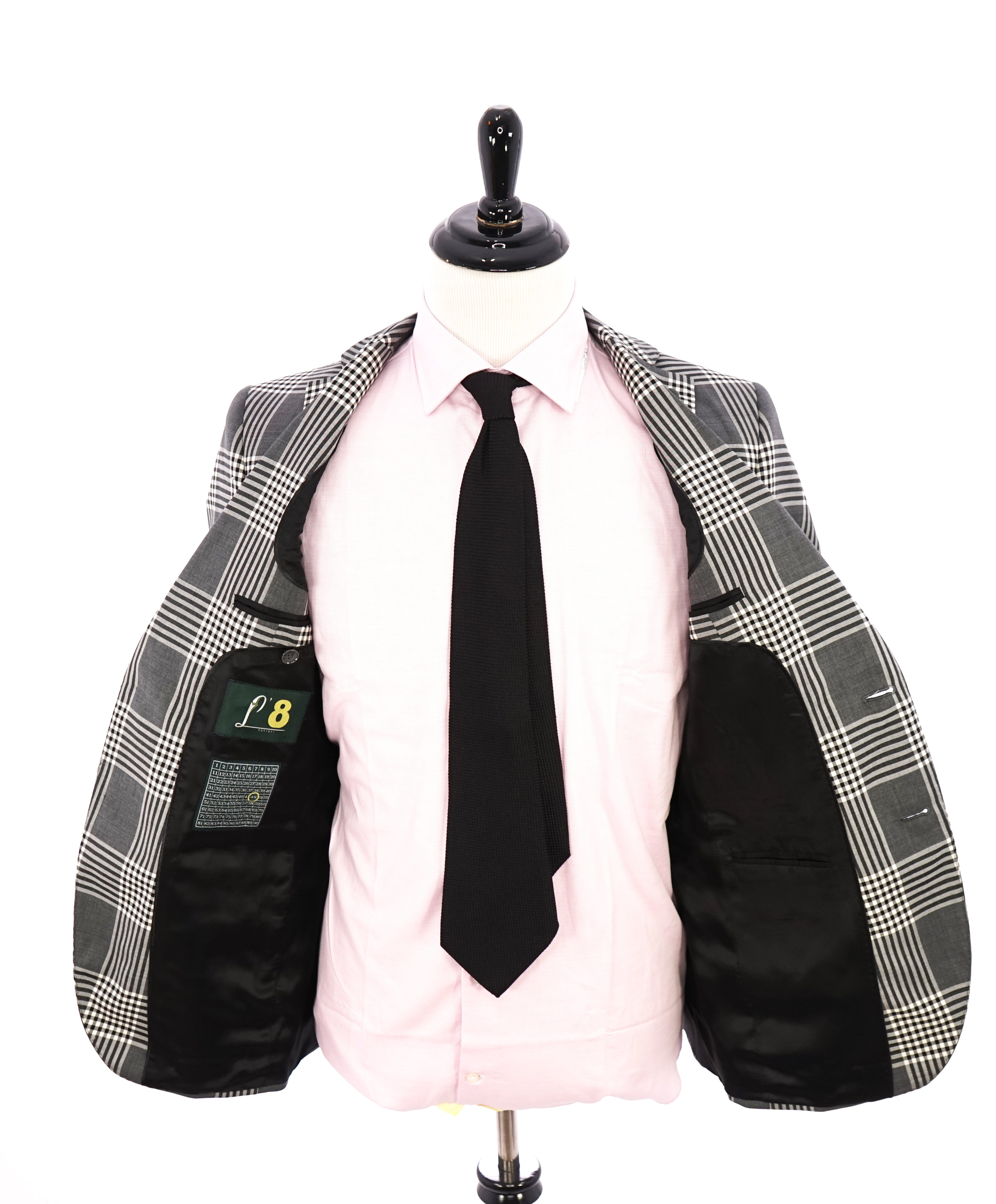 L'8 By L.B.M. 1911 - Luigi Bianchi BOLD Plaid Check Black n' White Suit - 38R