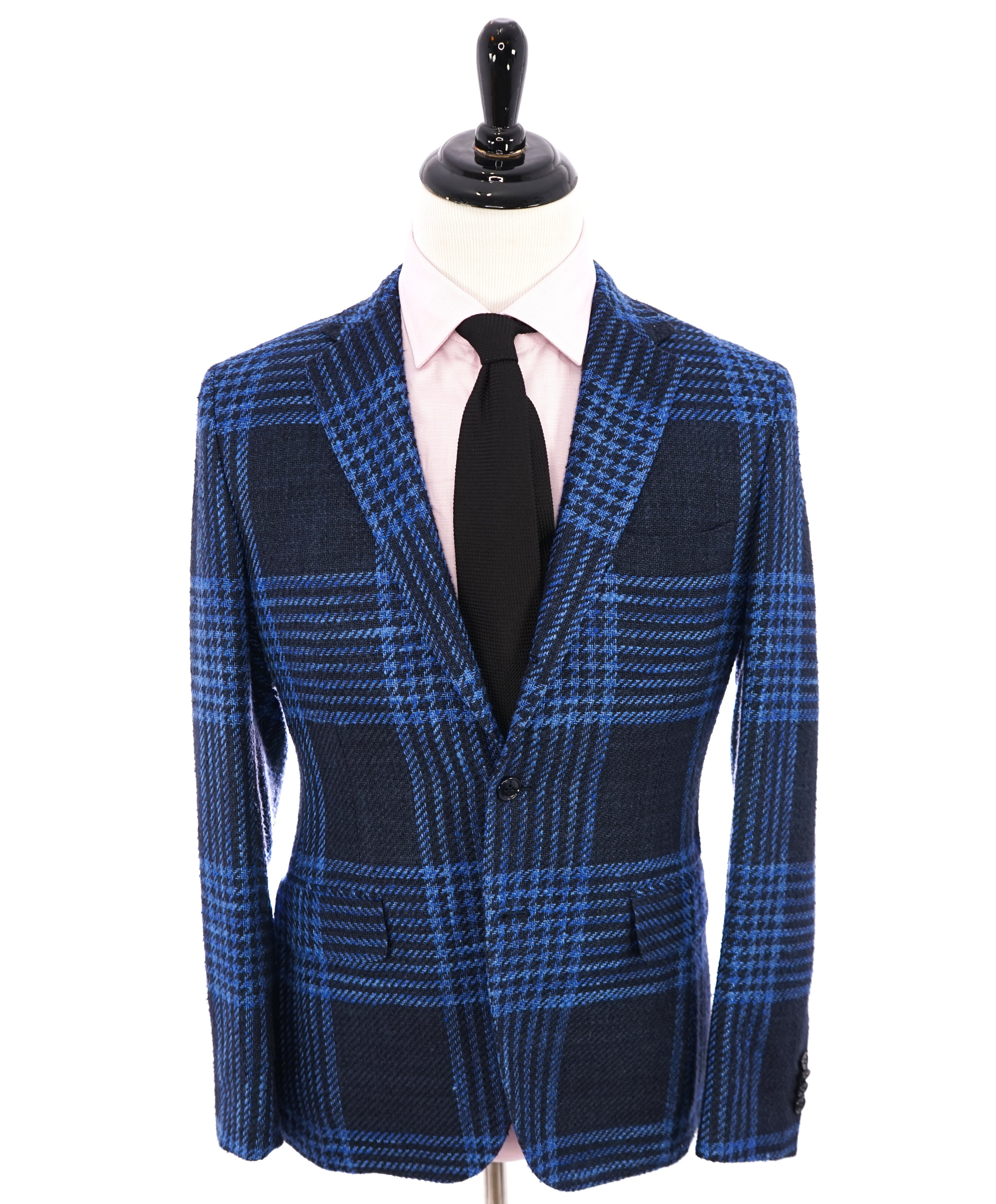 MP MASSIMO PIOMBO - SILK Raised Texture Bold Check Semi-Lined Blazer - 38R