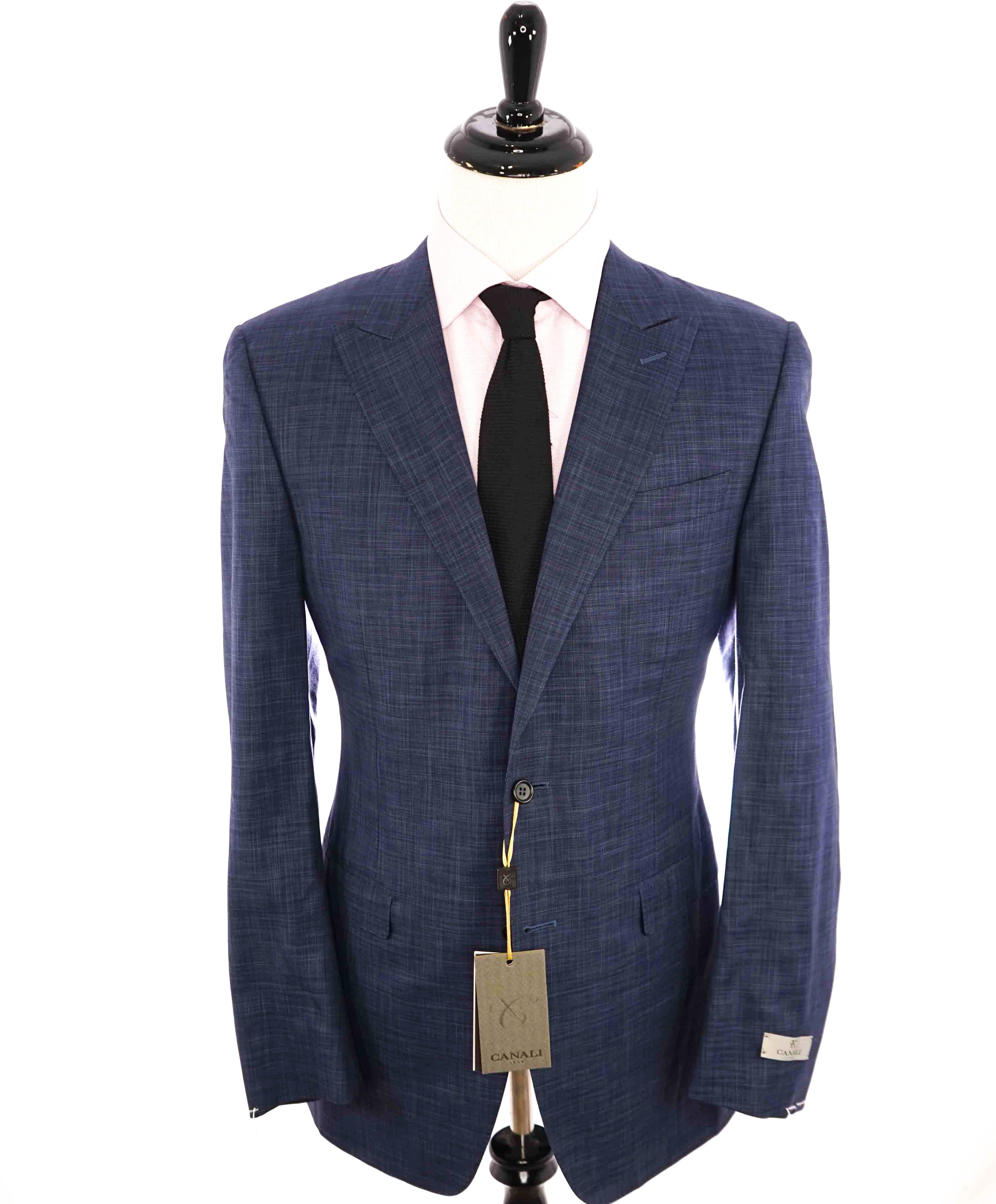 $2,295 CANALI - "EXCLUSIVE Super 150's" Blue Check Plaid Wool/Silk Blazer - 44L