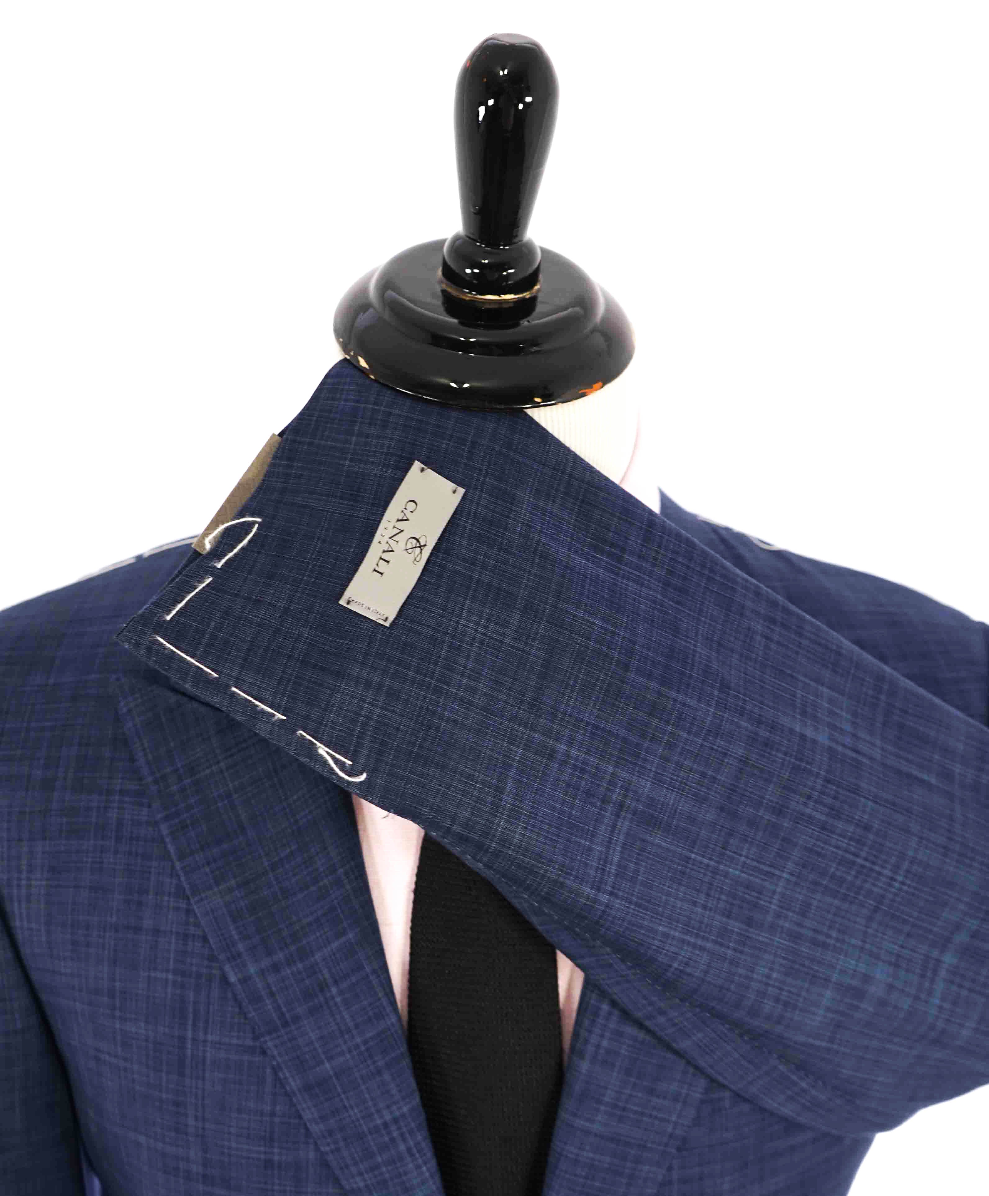 $2,295 CANALI - "EXCLUSIVE Super 150's" Blue Check Plaid Wool/Silk Blazer - 44L