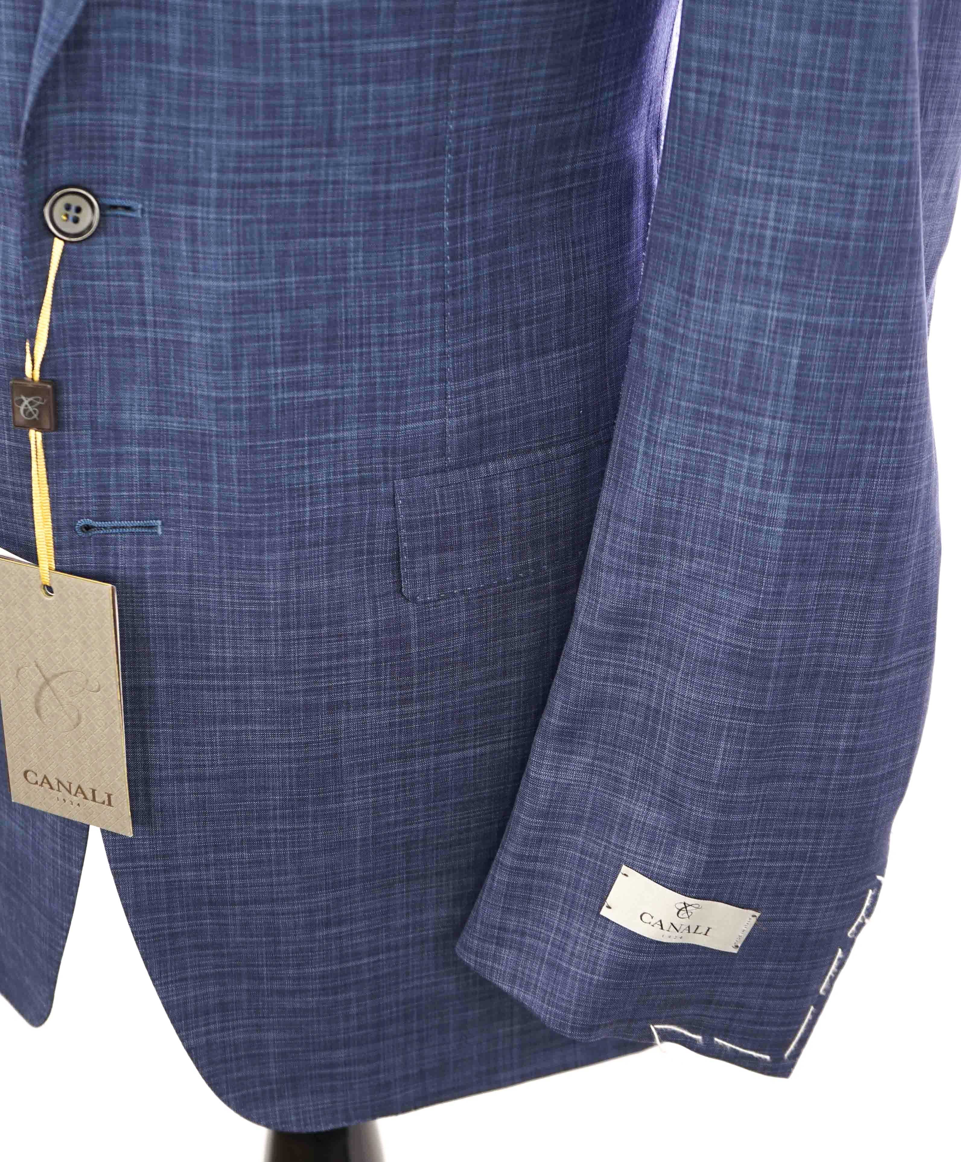 $2,295 CANALI - "EXCLUSIVE Super 150's" Blue Check Plaid Wool/Silk Blazer - 44L