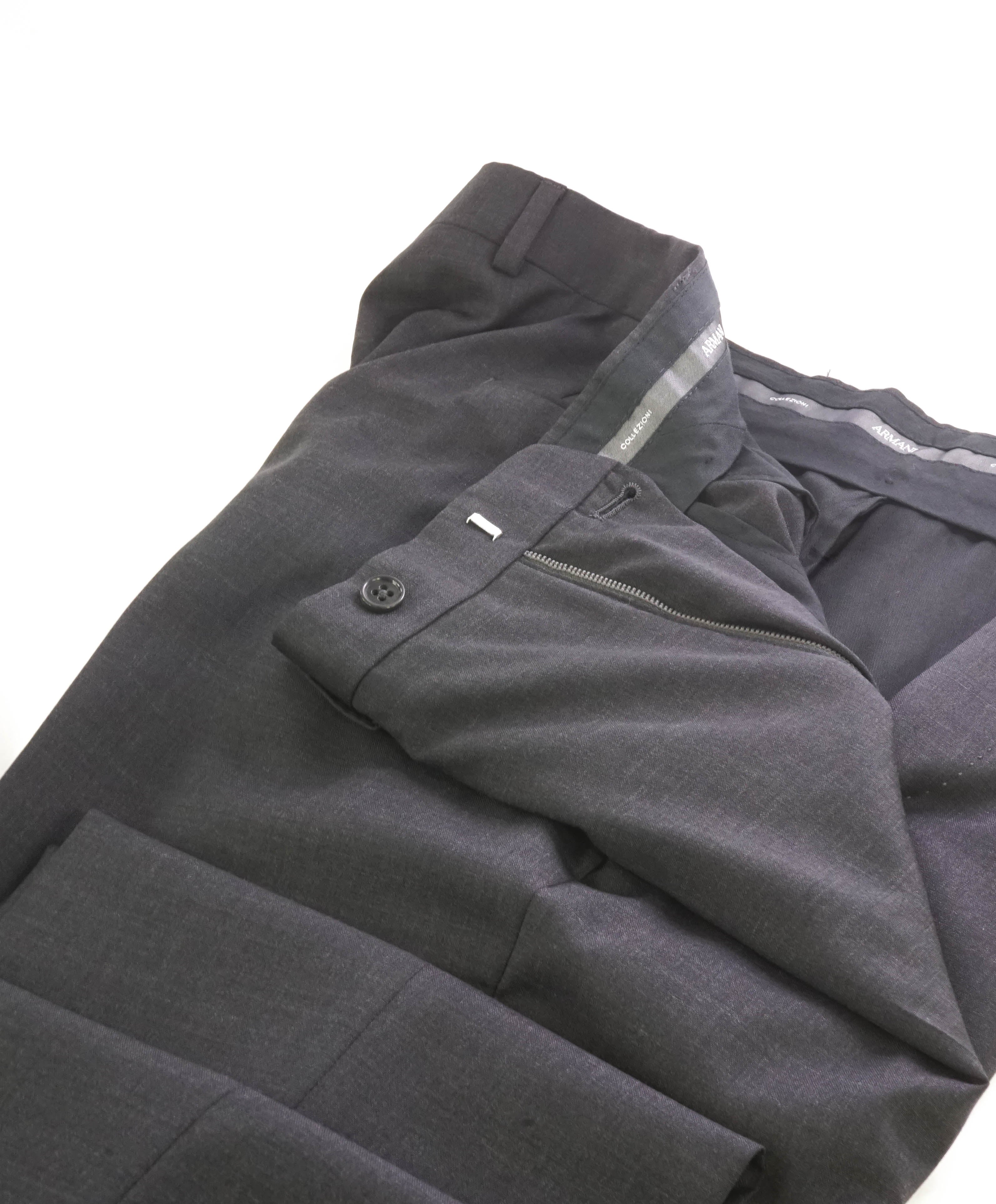 ARMANI COLLEZIONI - Gray *CLOSET STAPLE* Wool Flat Front Dress Pants - 37W