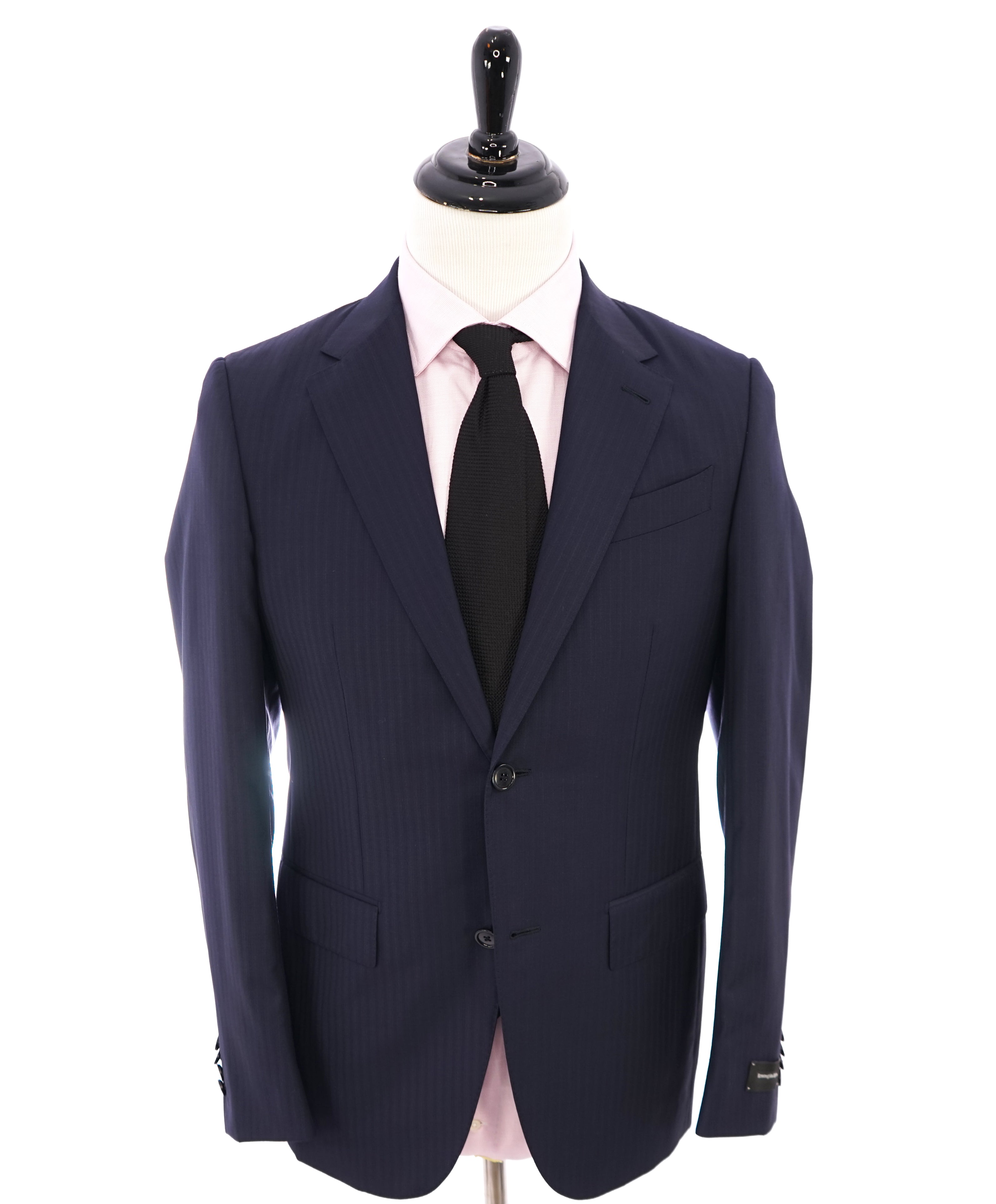 ERMENEGILDO ZEGNA -“ACHILLFARM" SILK Blend Tonal Texture Navy Suit - 36R