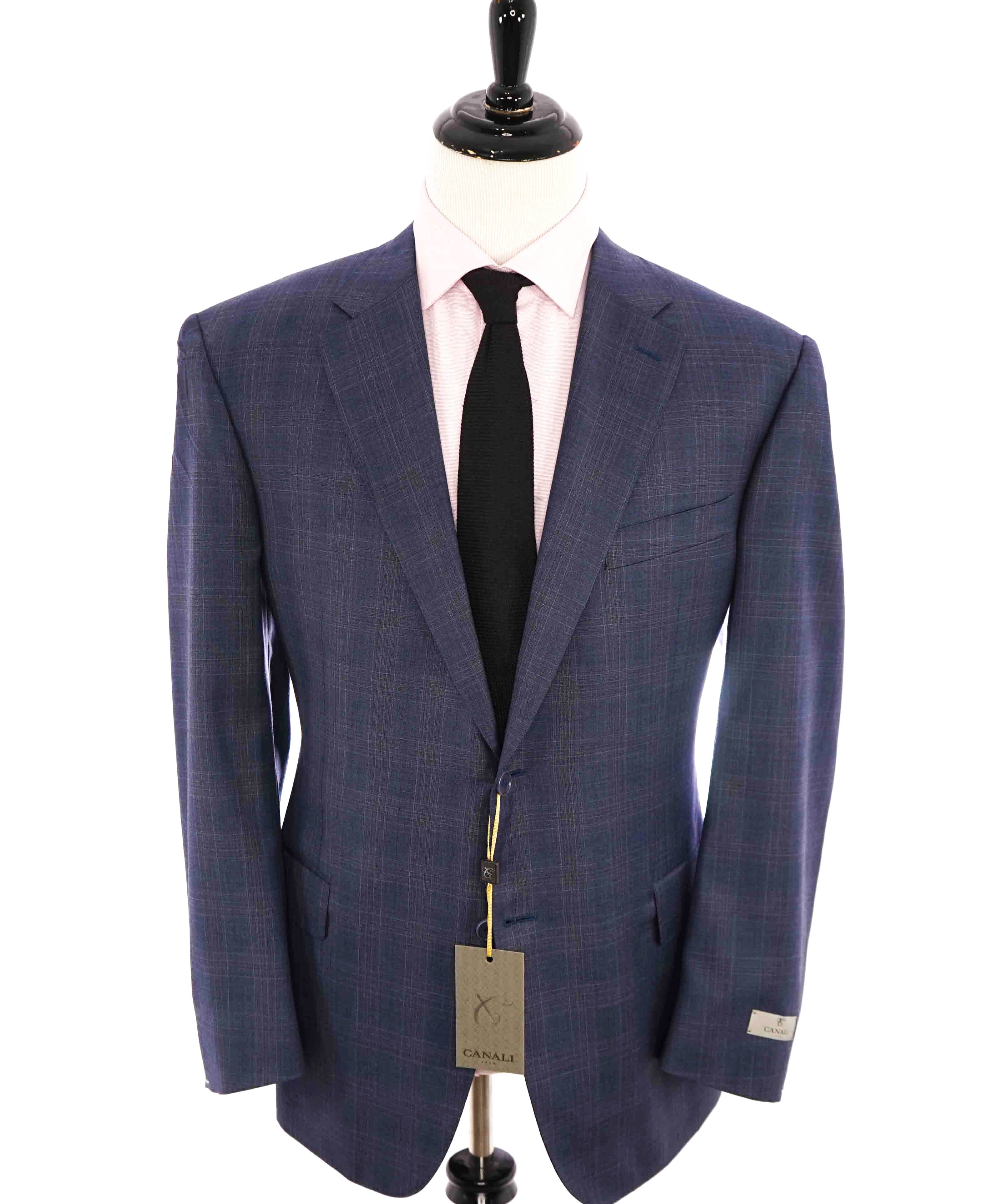 $1,895 CANALI - Pastel Blue Check Plaid Wool Blazer - 48R