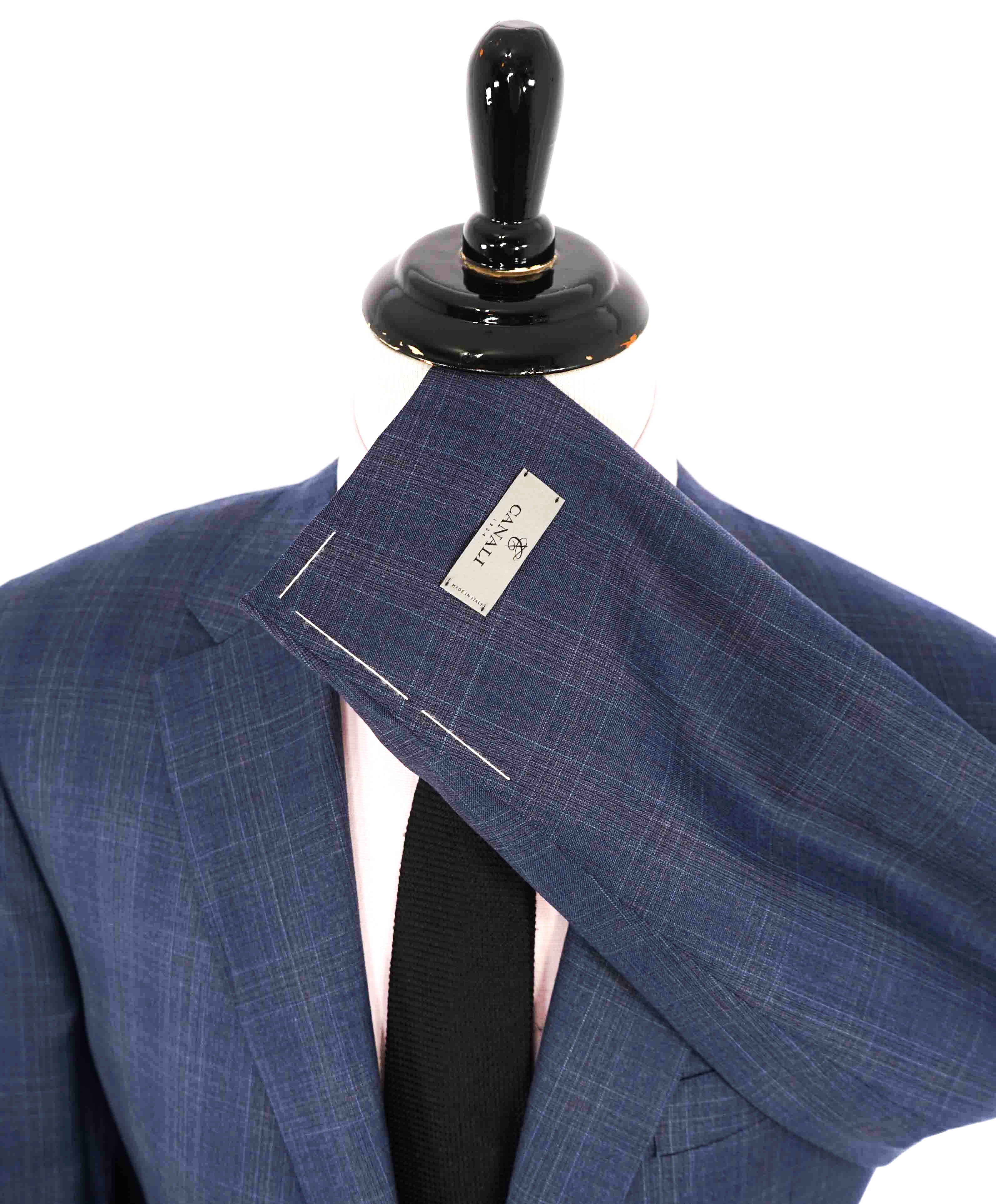 $1,895 CANALI - Pastel Blue Check Plaid Wool Blazer - 48R