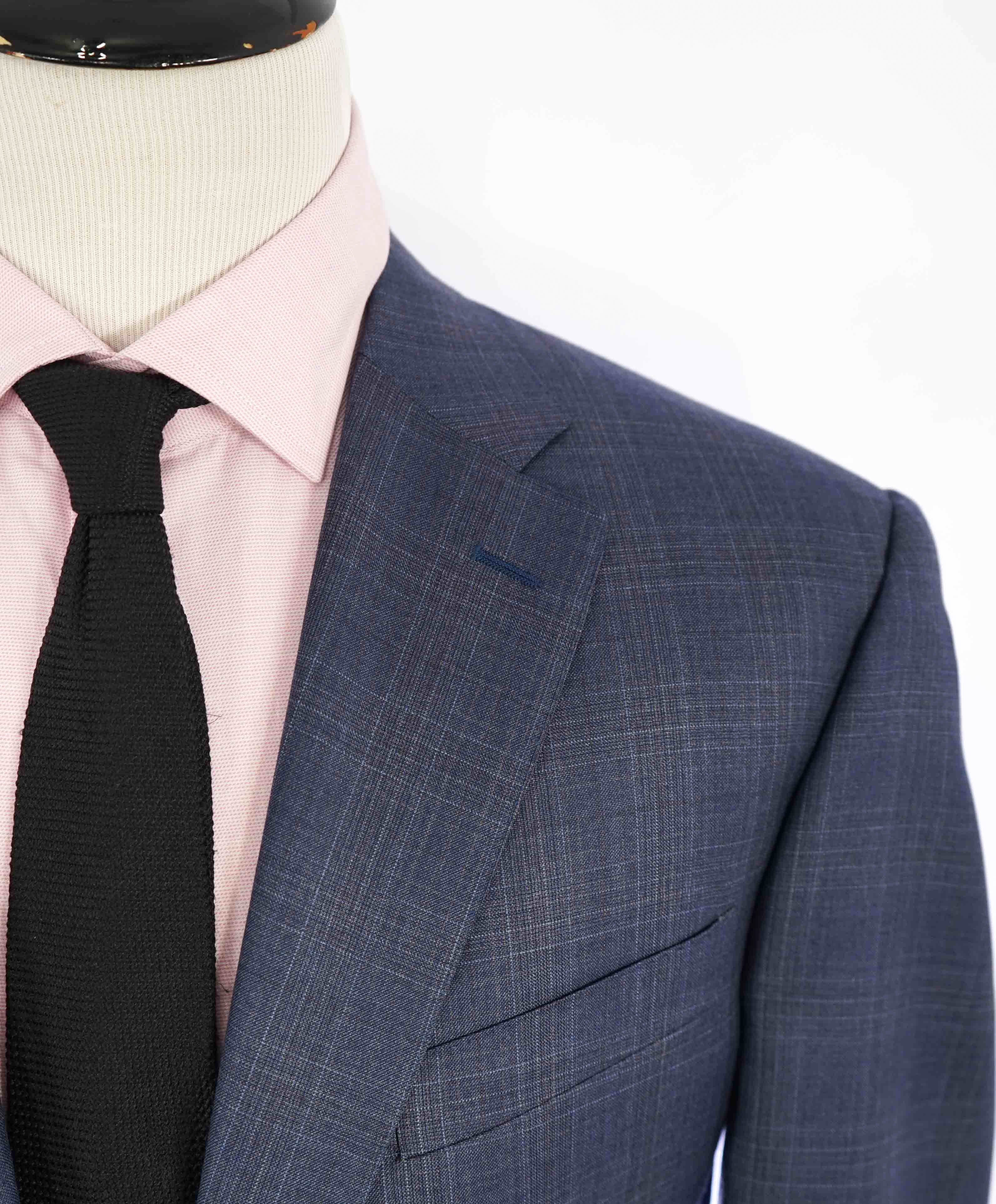 $1,895 CANALI - Pastel Blue Check Plaid Wool Blazer - 48R