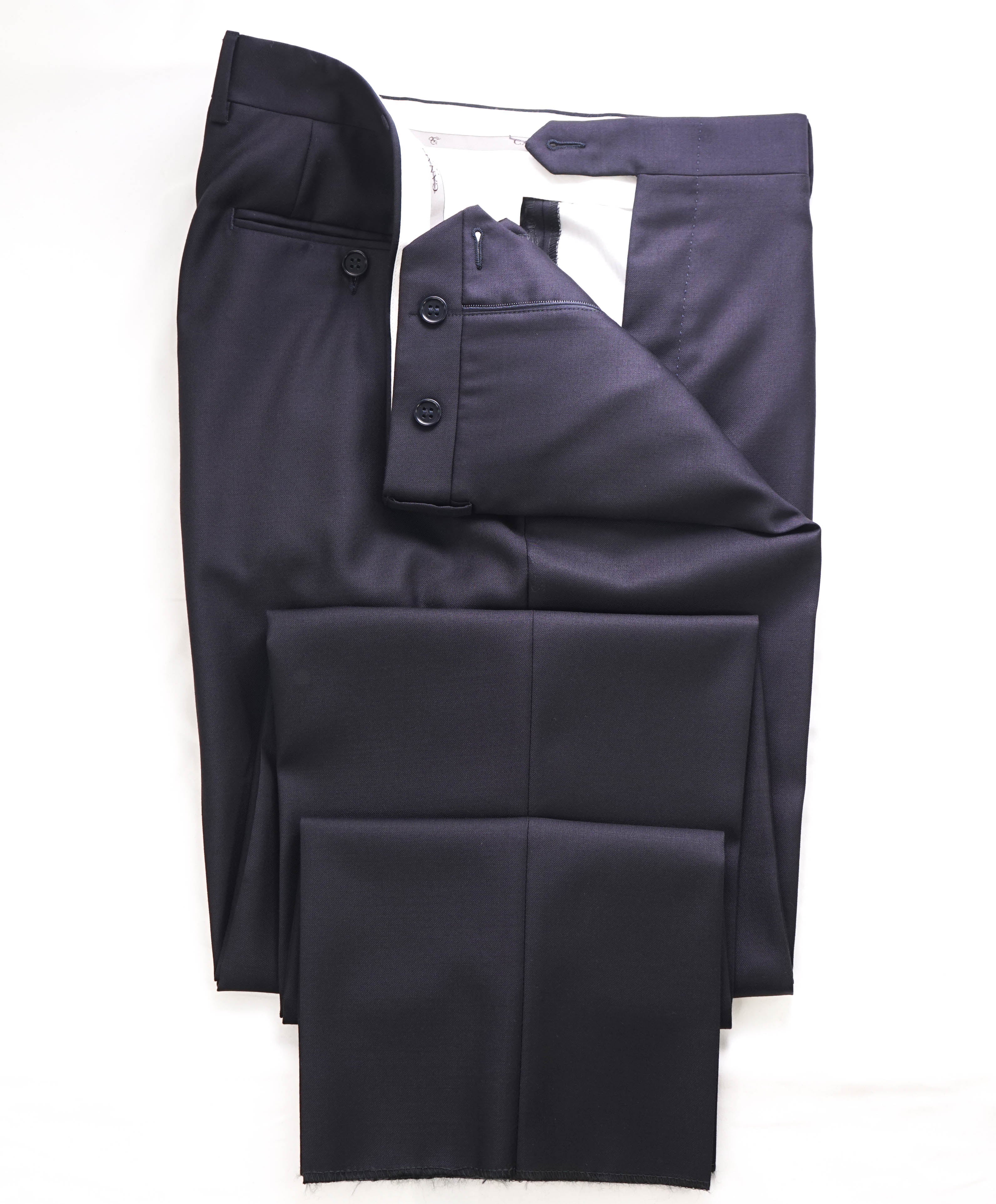 CANALI - Navy Blue *CLOSET STAPLE* Wool Flat Front Dress Pants - 37W