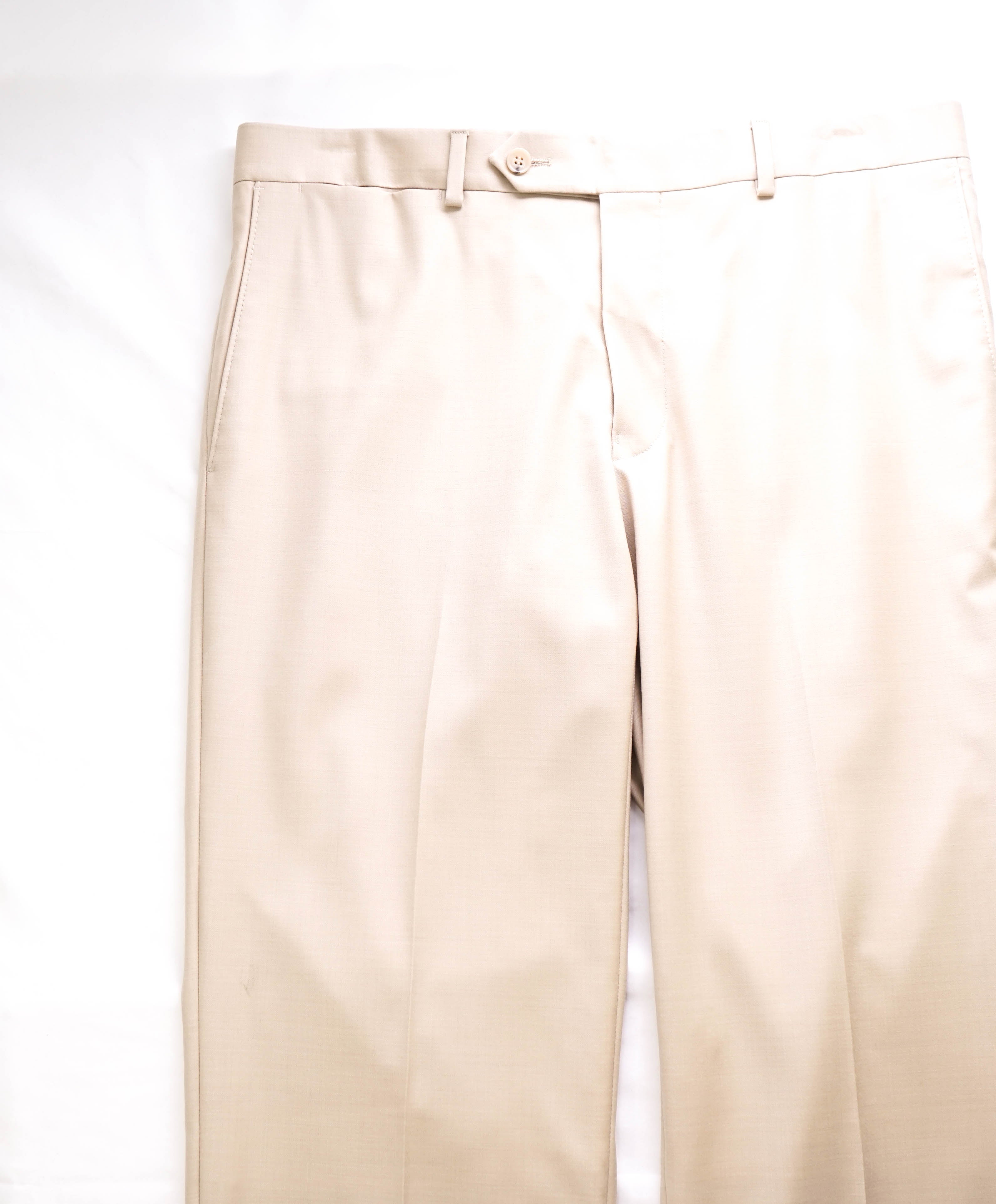 SAMUELSOHN - *PERFORMANCE LYCRA BLEND* Beige Flat Front Dress Pants - 34W