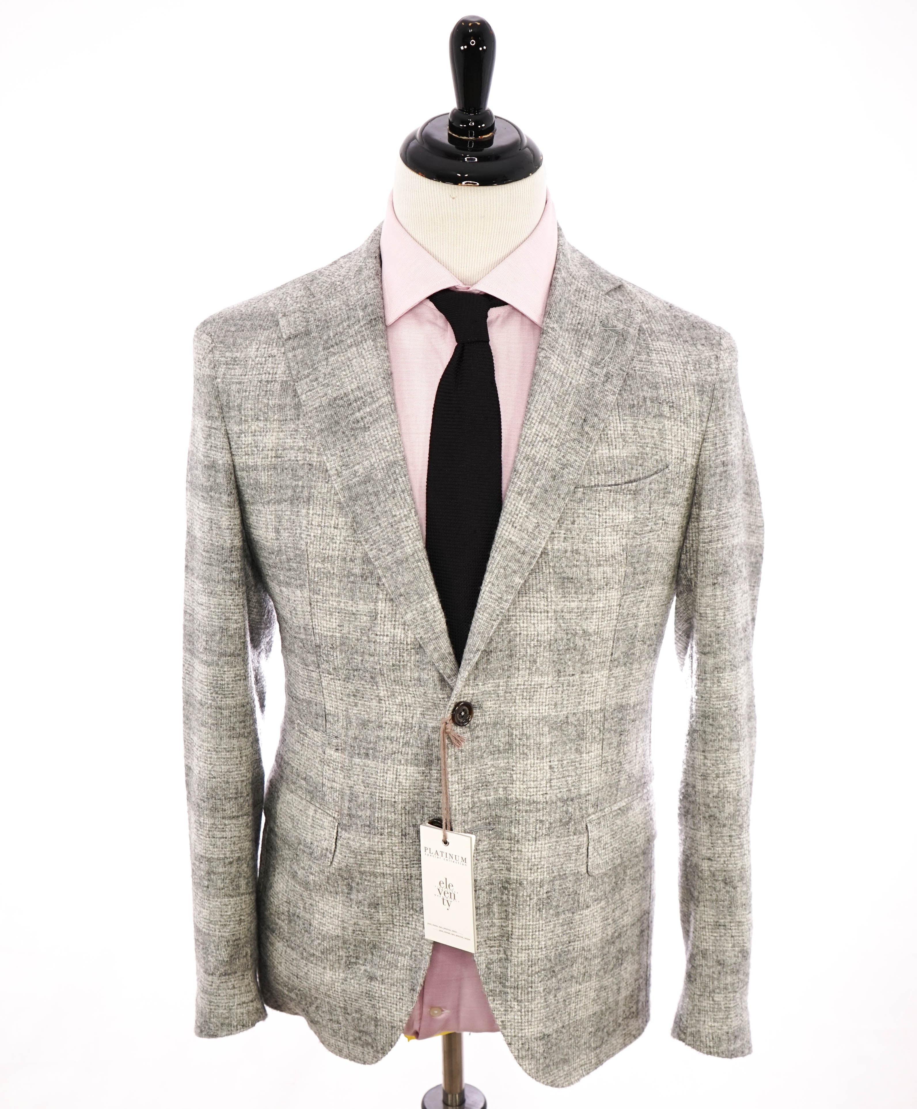 ELEVENTY - ALPACA Plaid Check Tonal Gray Semi-Lined Blazer Jacket - 38US (48EU)