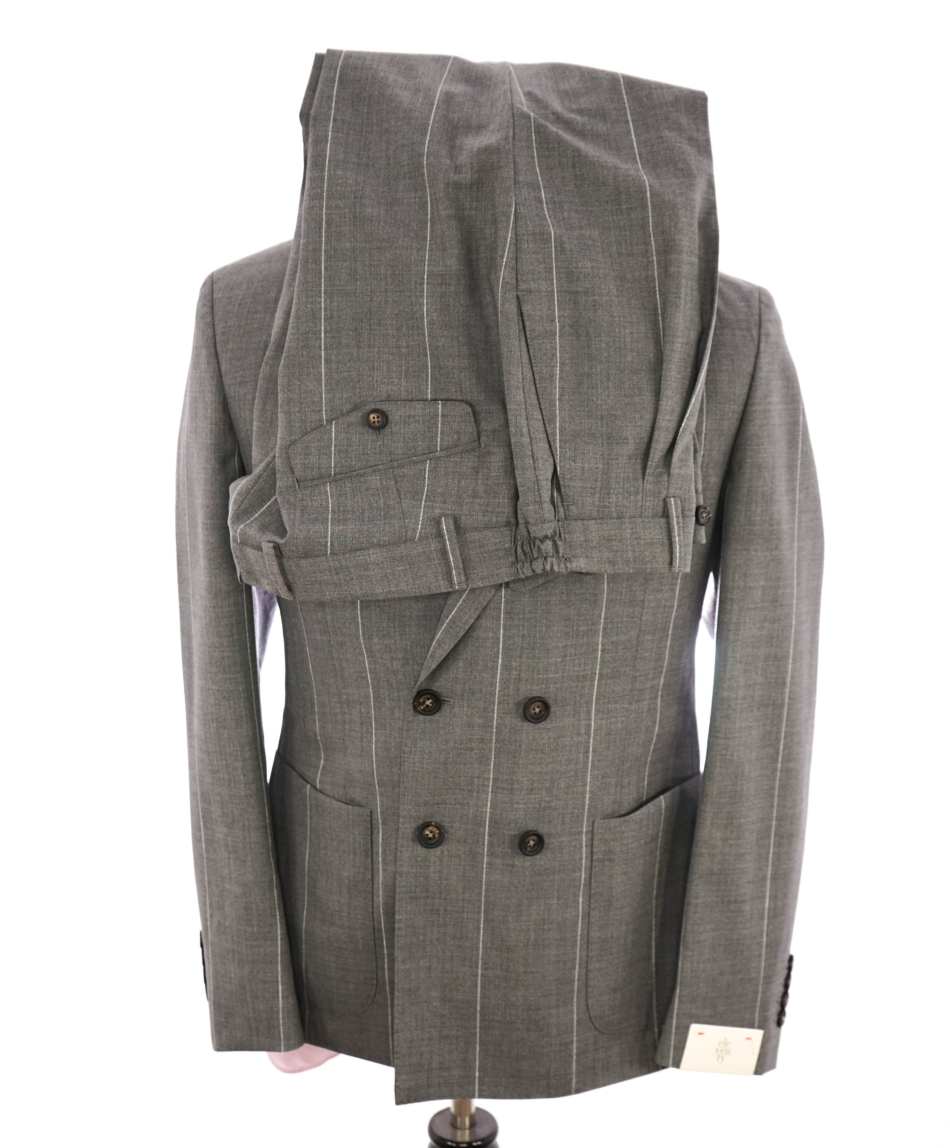 ELEVENTY - Patch Pocket Gray Wide Stripe Double-Breasted Suit - 40US