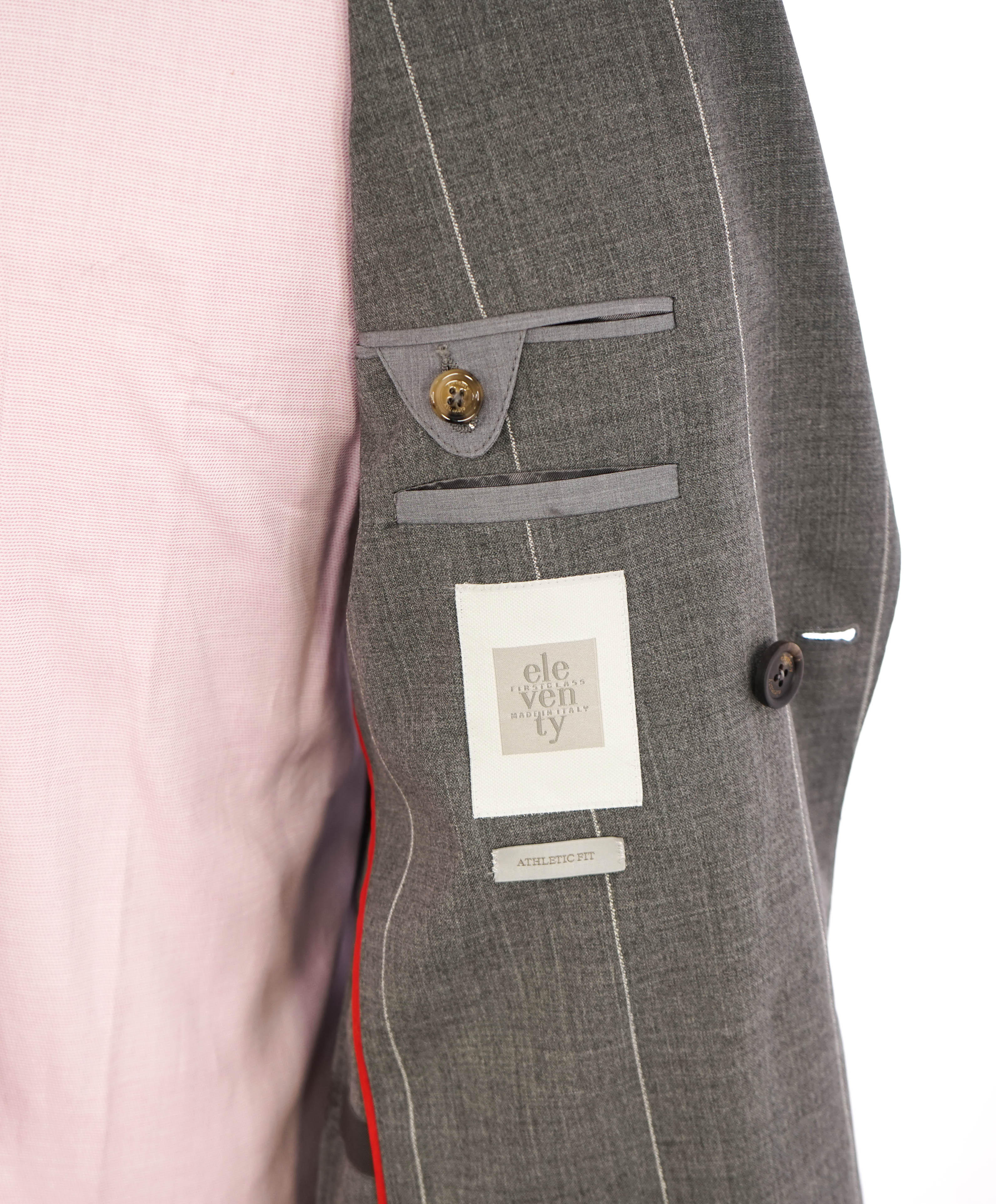 ELEVENTY - Patch Pocket Gray Wide Stripe Double-Breasted Suit - 40US