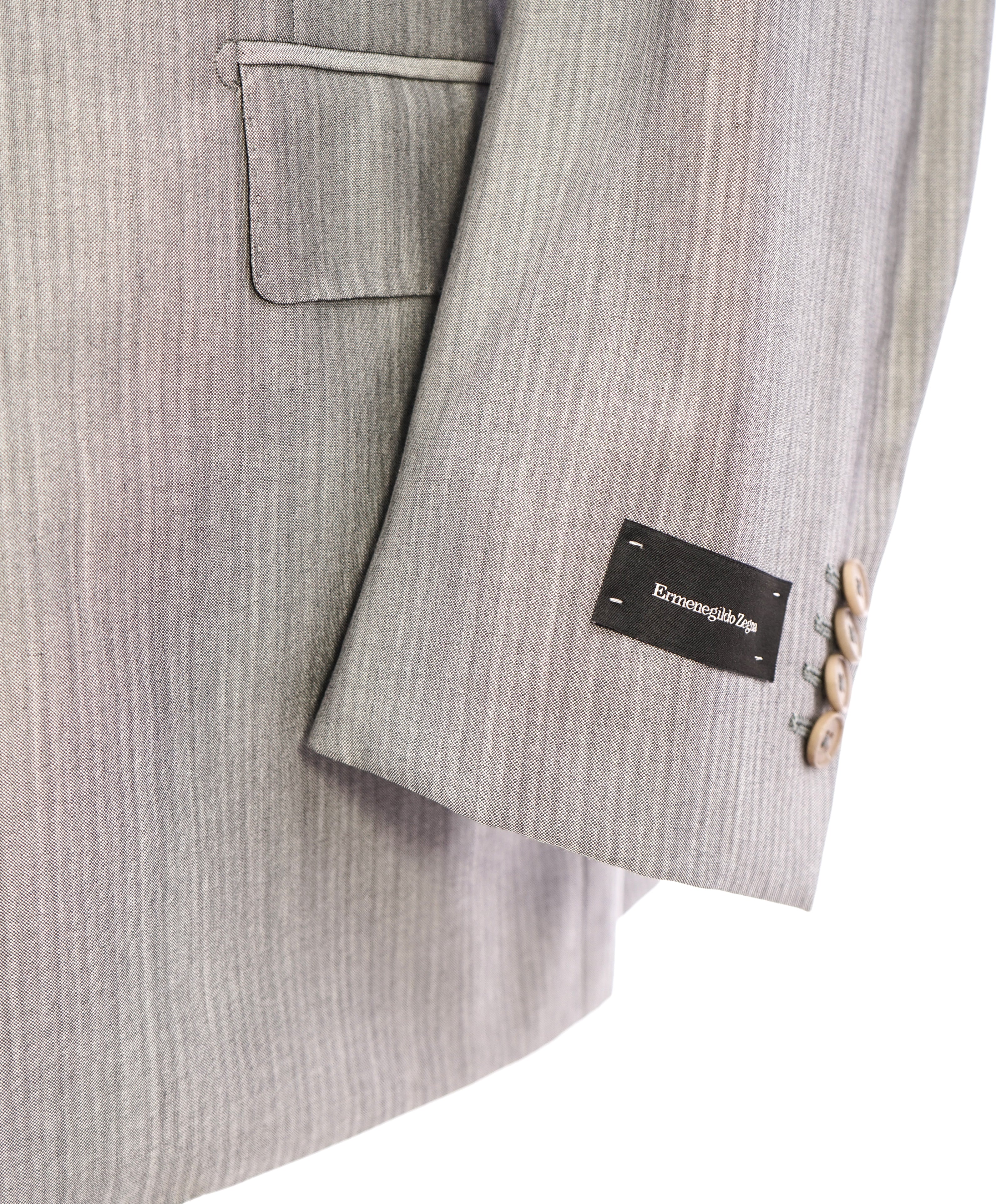 ERMENEGILDO ZEGNA -“WOOL & SILK" herringbone Gray Premium Suit - 46R