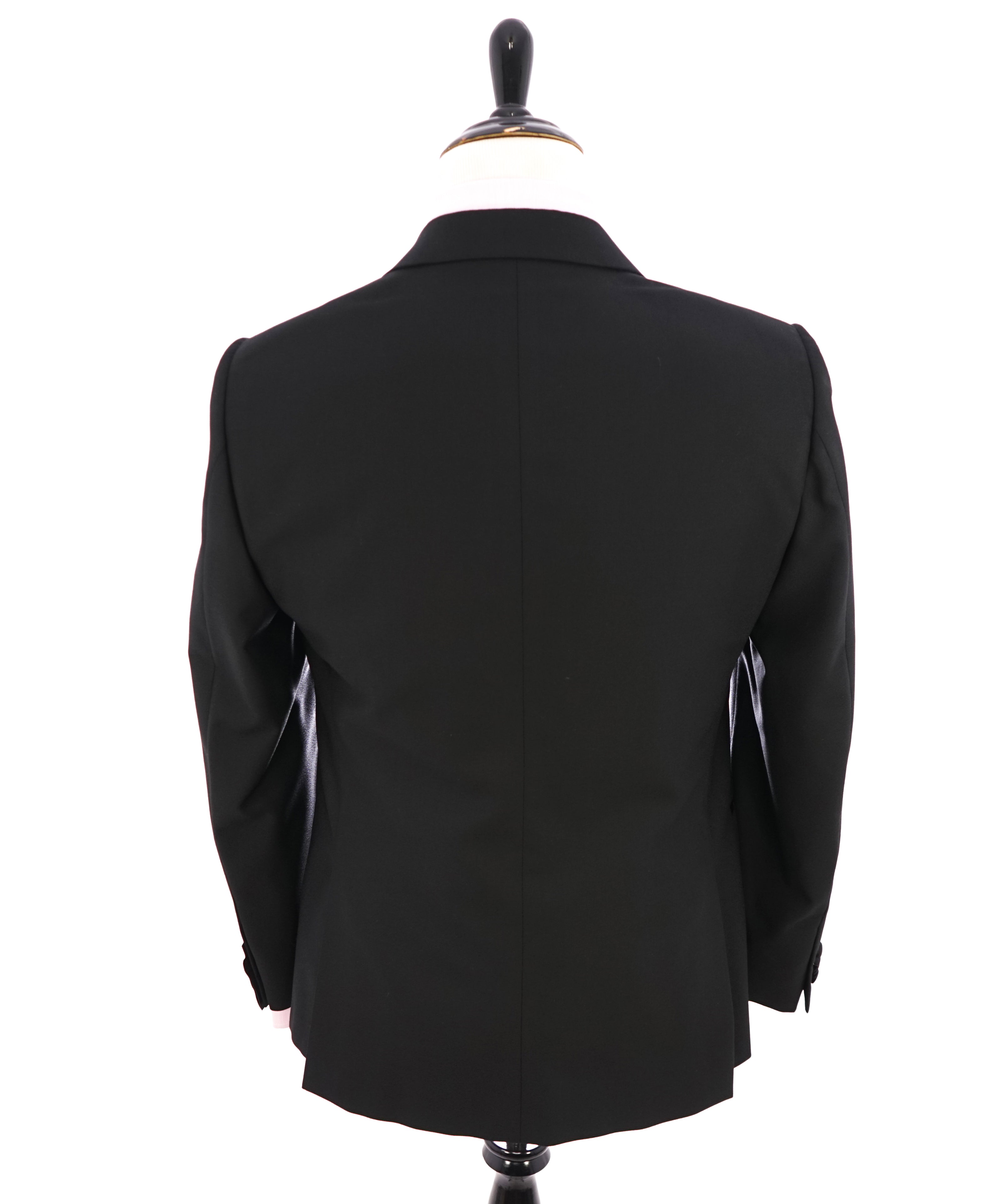 Z ZEGNA - Black Textured Fabric W Silk Lapel Drop 8 Wool Tuxedo Suit - 42R