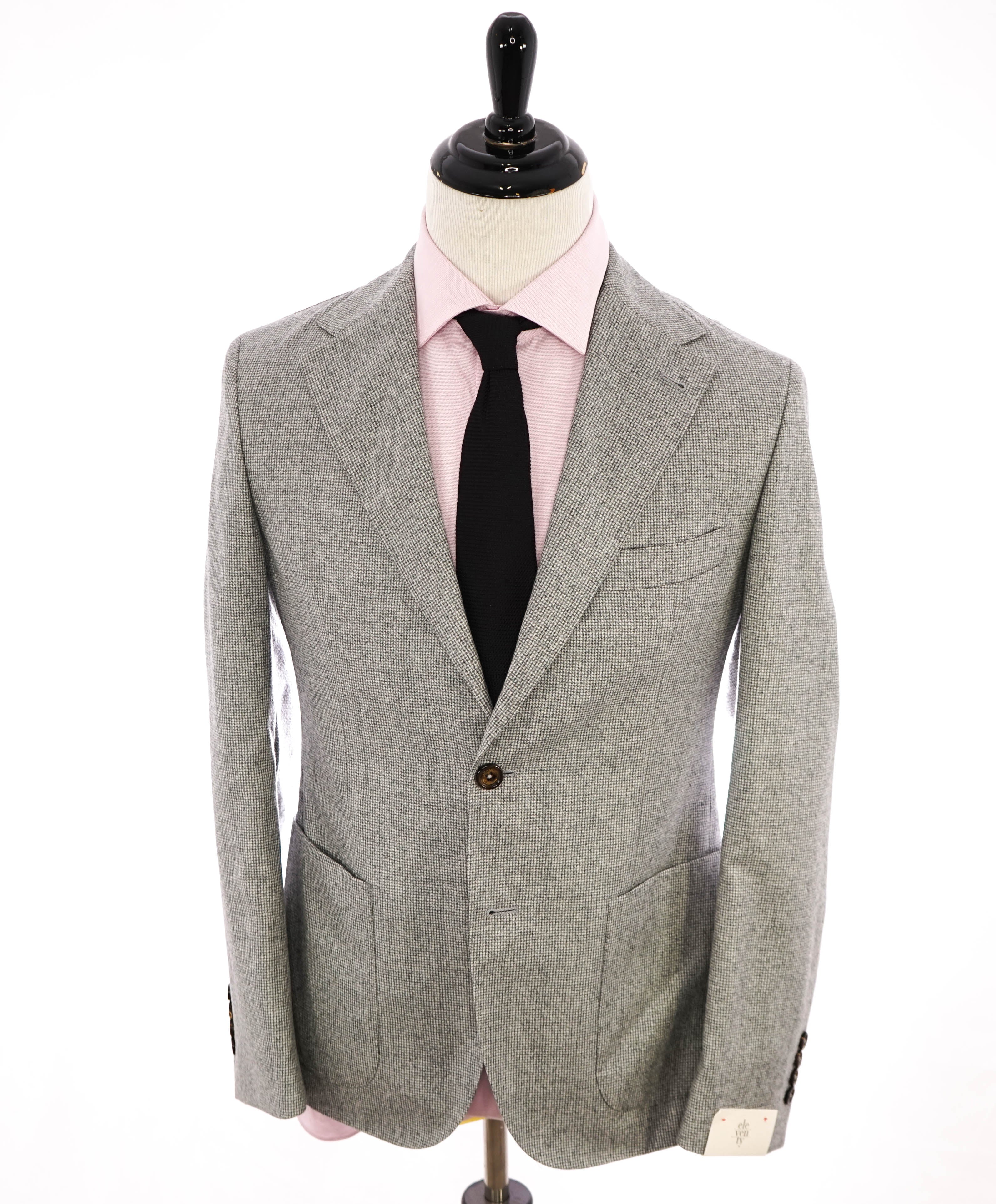 ELEVENTY - Gray & Ivory Flannel HOUNDSTOOTH Pure Wool Suit - 40 US (50EU)