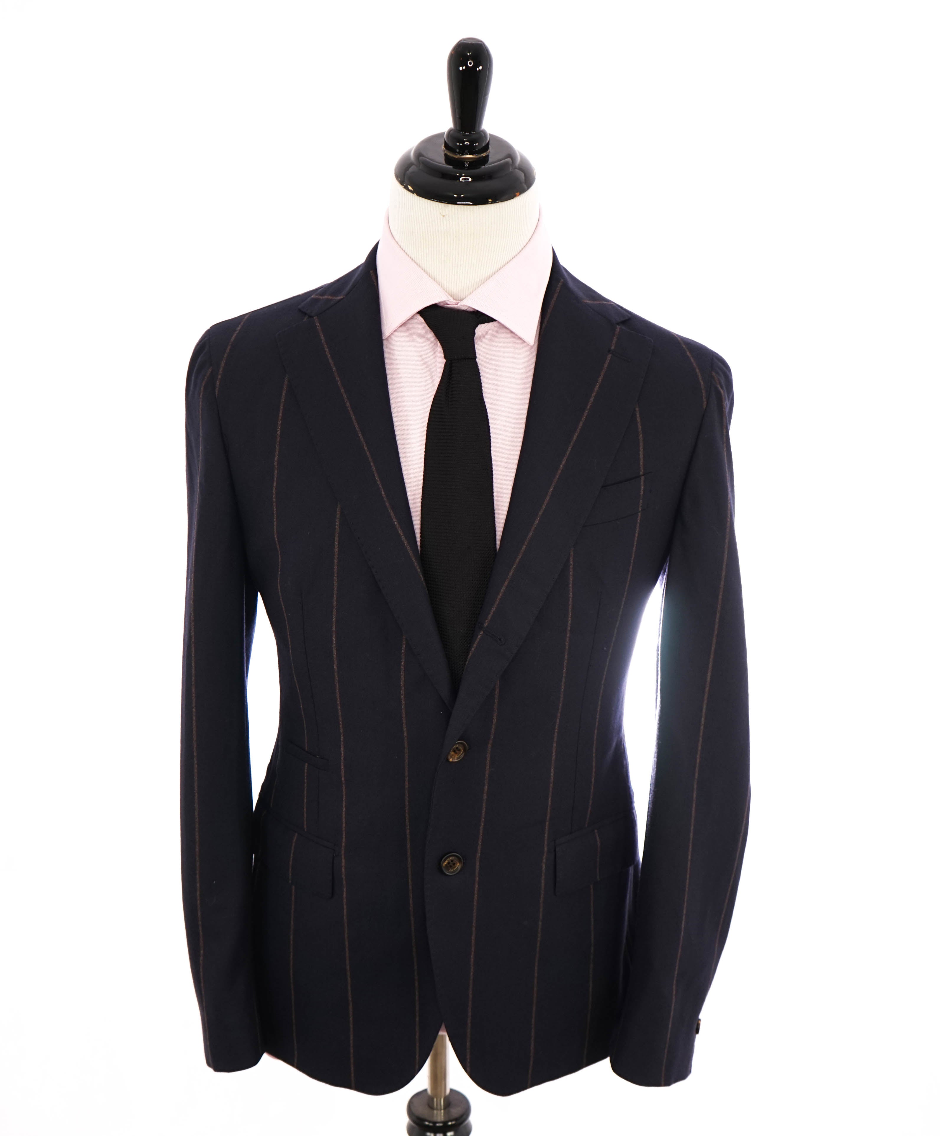 ELEVENTY - Navy & Camel Bold Stripe PURE WOOL Blazer - 40 US (50EU)