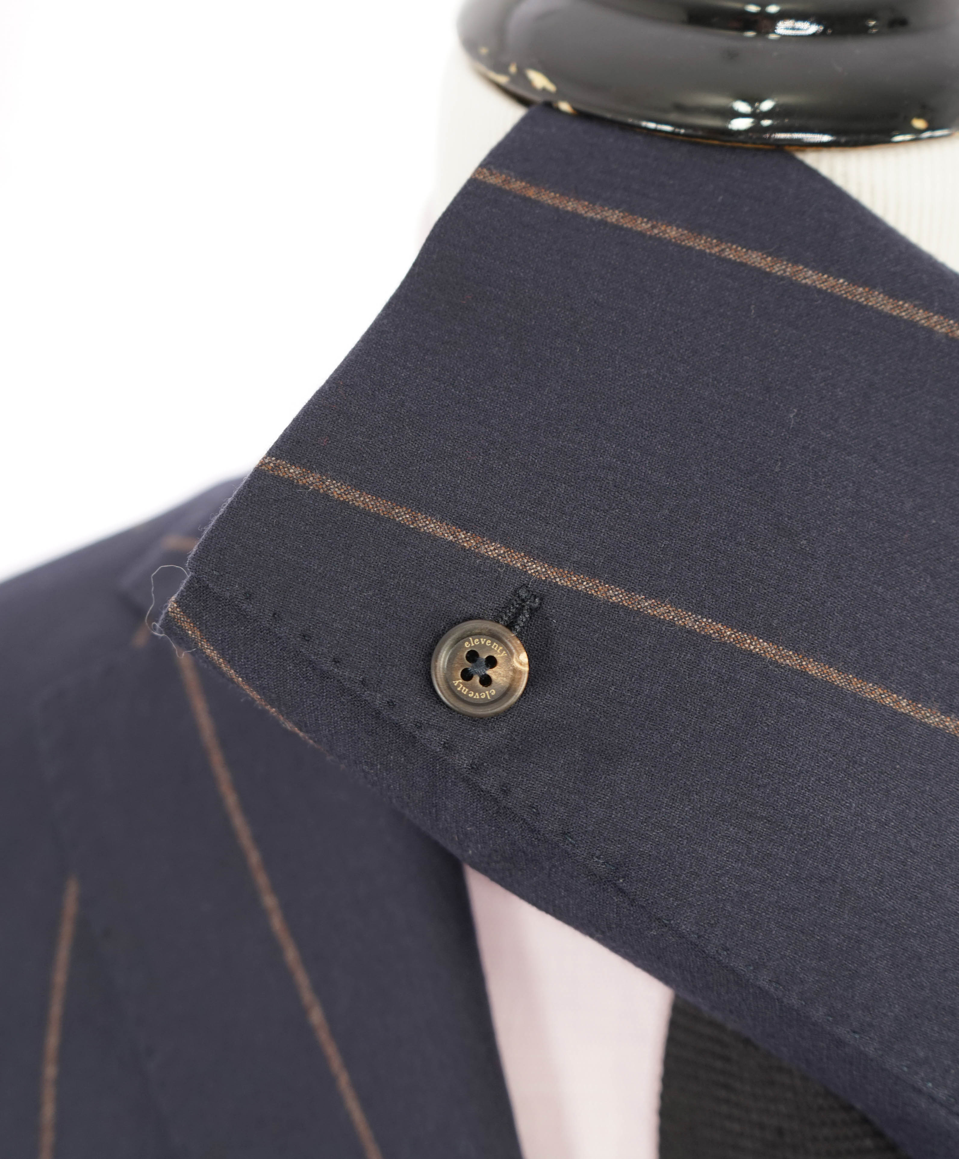 ELEVENTY - Navy & Camel Bold Stripe PURE WOOL Blazer - 40 US (50EU)