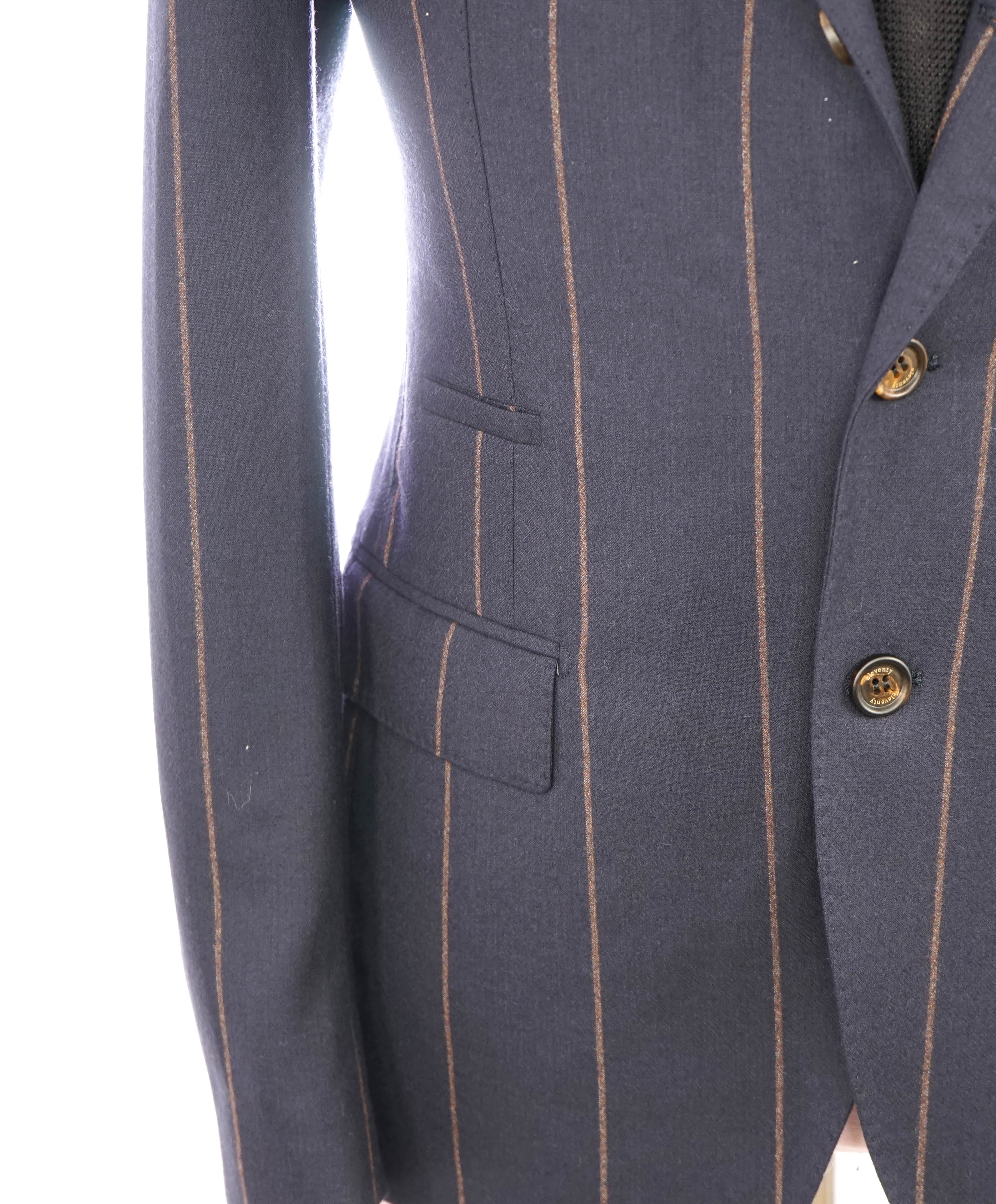 ELEVENTY - Navy & Camel Bold Stripe PURE WOOL Blazer - 40 US (50EU)