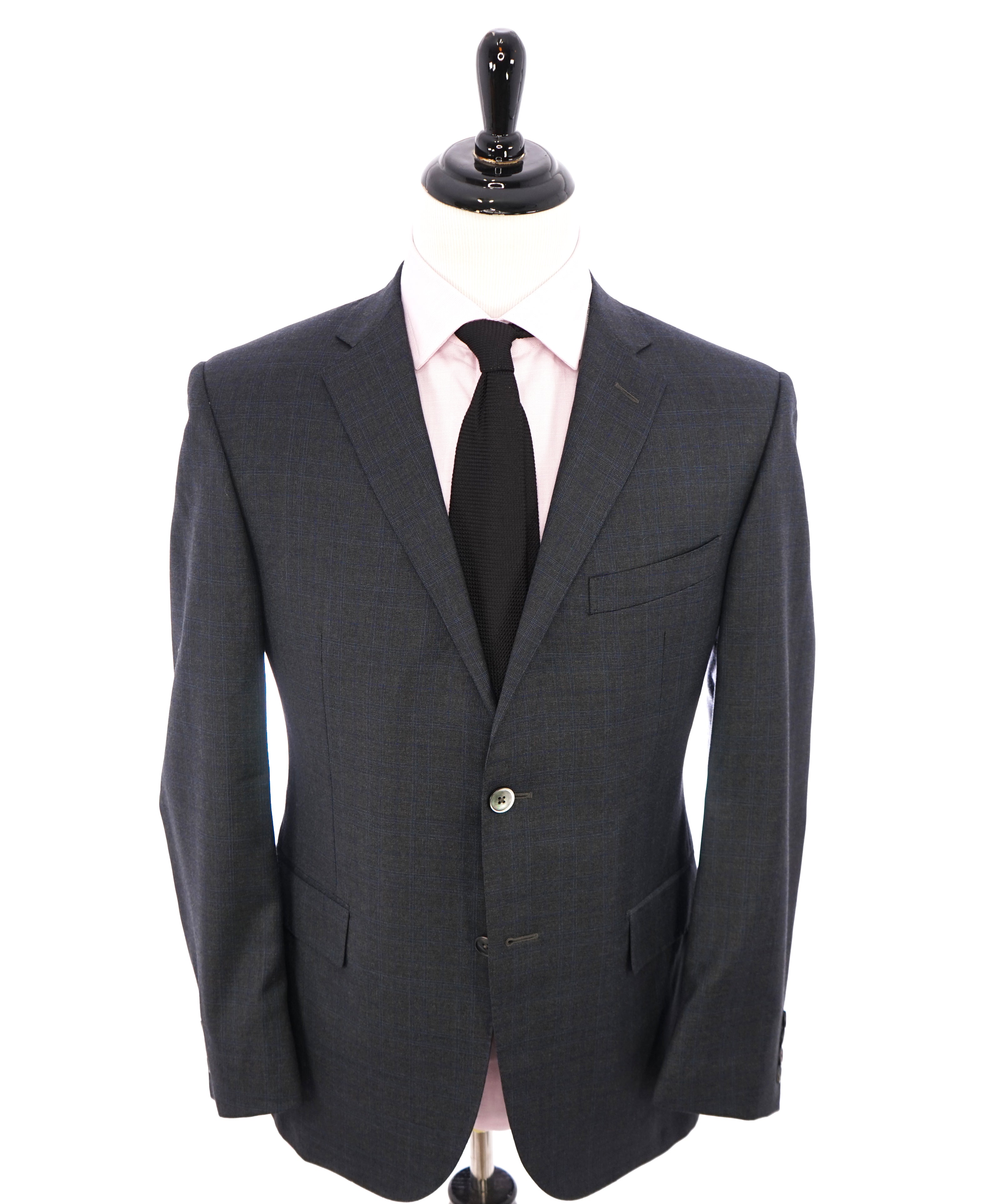 CORNELIANI - Blue/Gray Check MOP Button "Super Fine 18,25 Microns" Suit - 42R