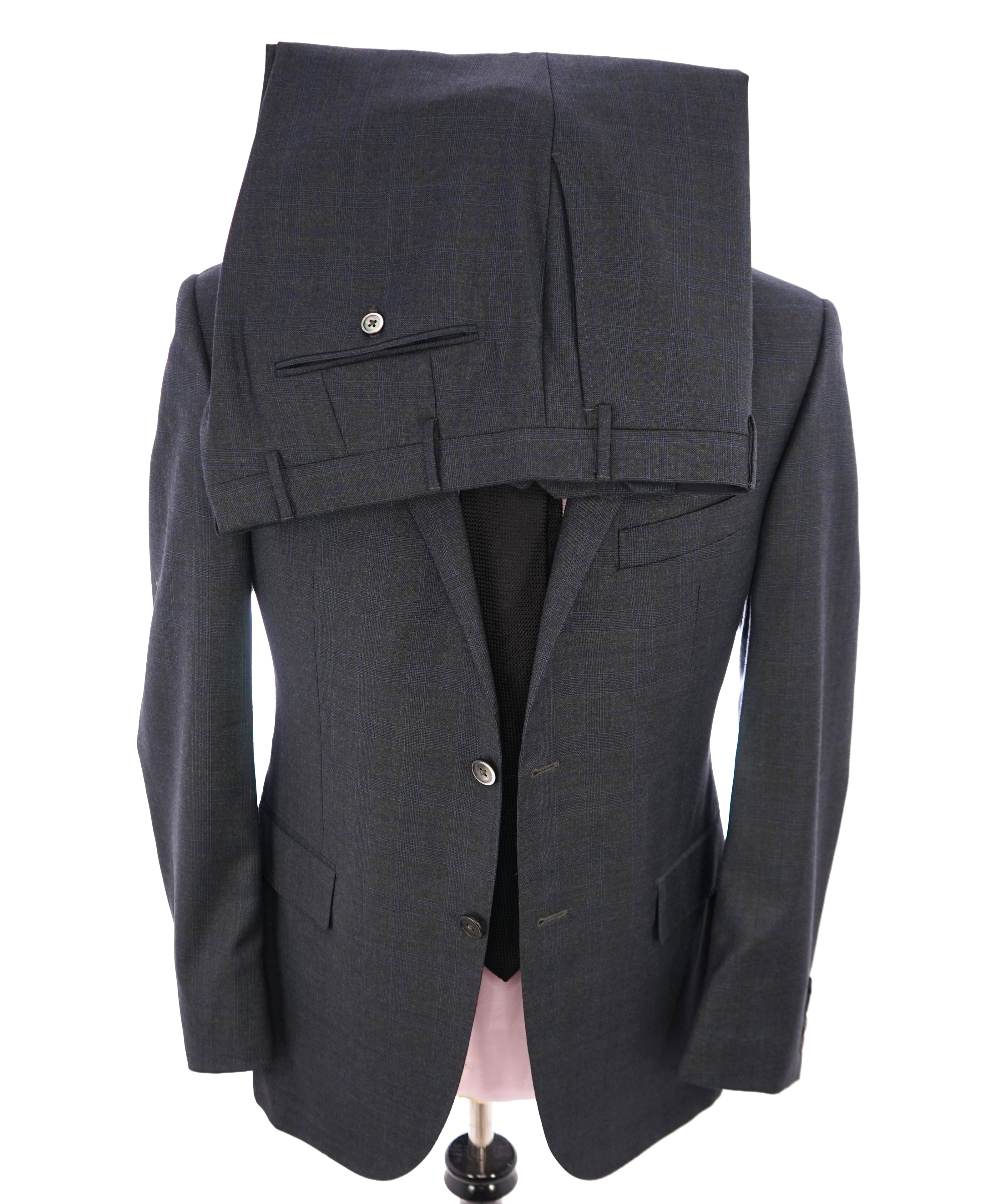 CORNELIANI - Blue/Gray Check MOP Button "Super Fine 18,25 Microns" Suit - 42R