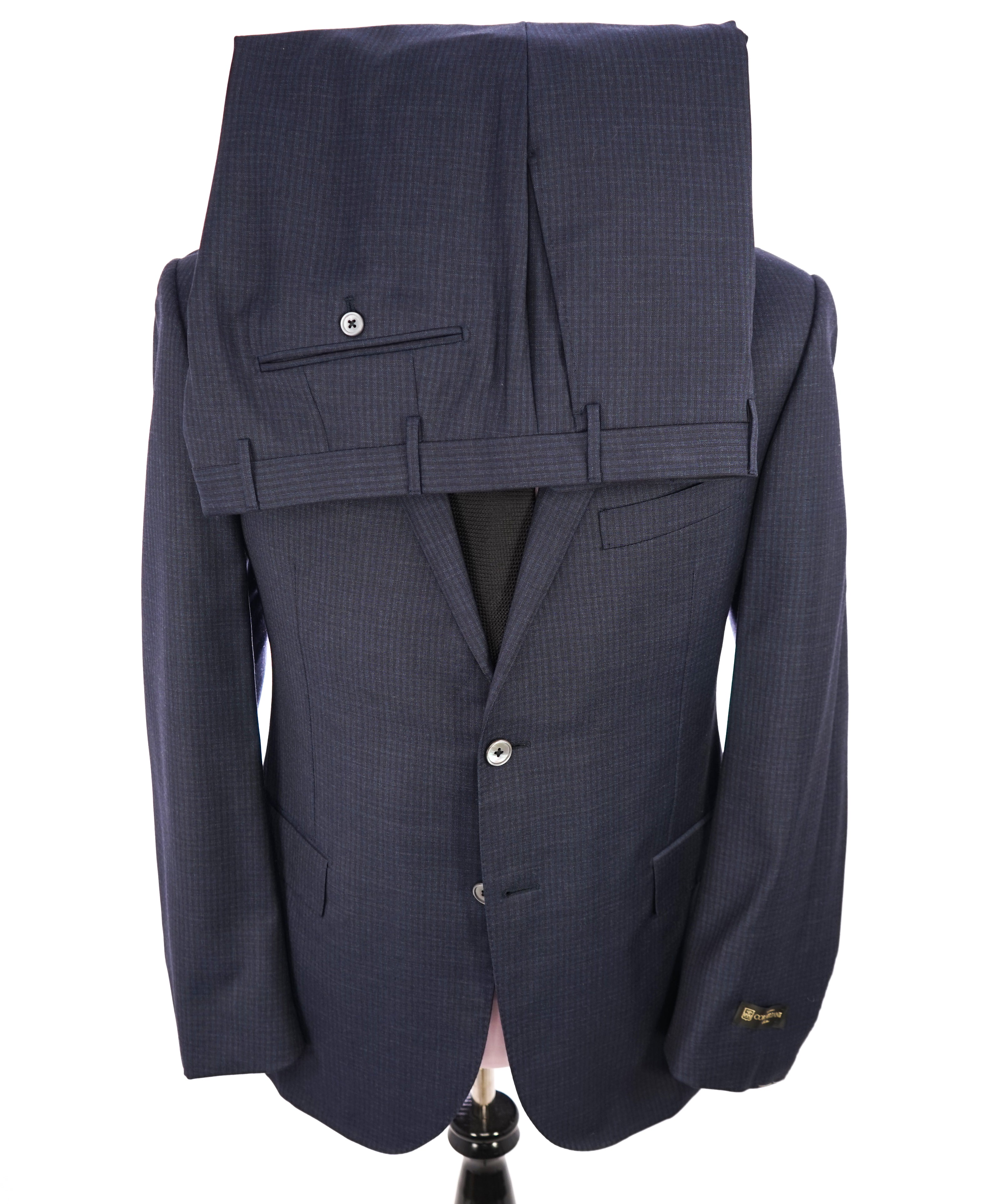 CORNELIANI - Red/Blue Check MOP Button "Super Fine 18,25 Microns" Suit - 44R